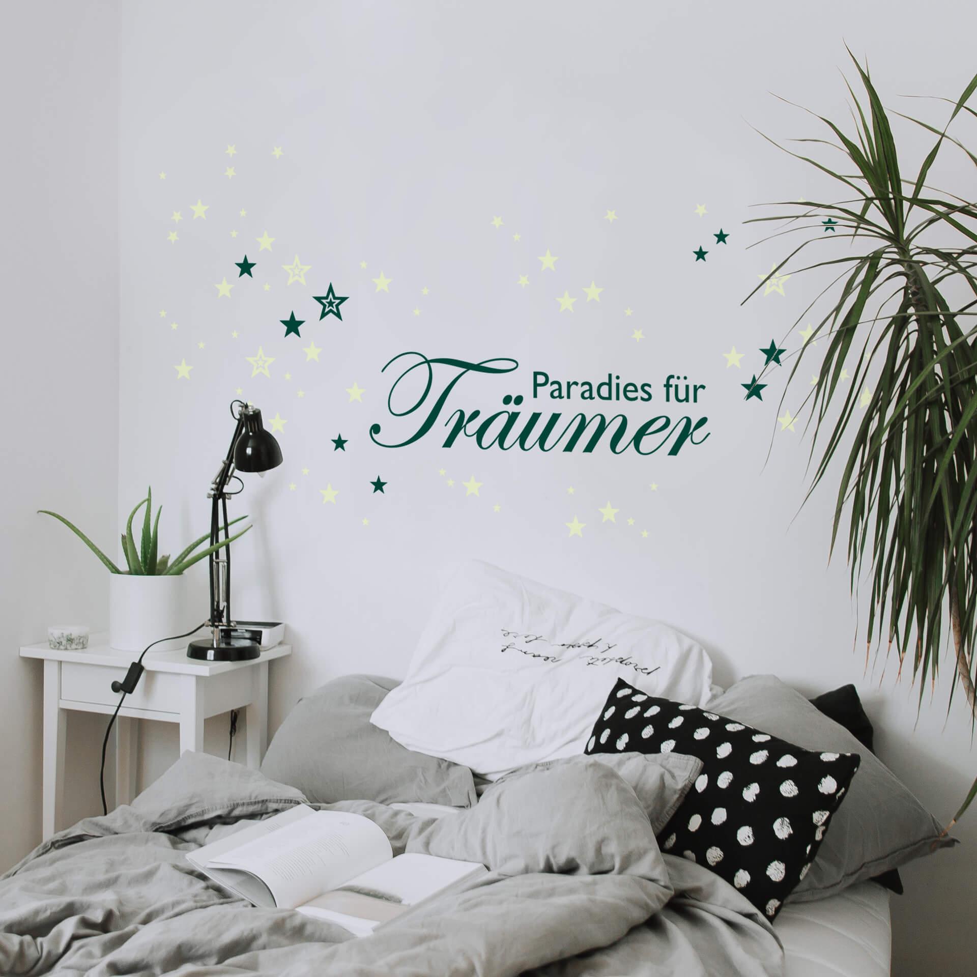 Wandtattoo Paradies für Träumer + Leuchtsterne