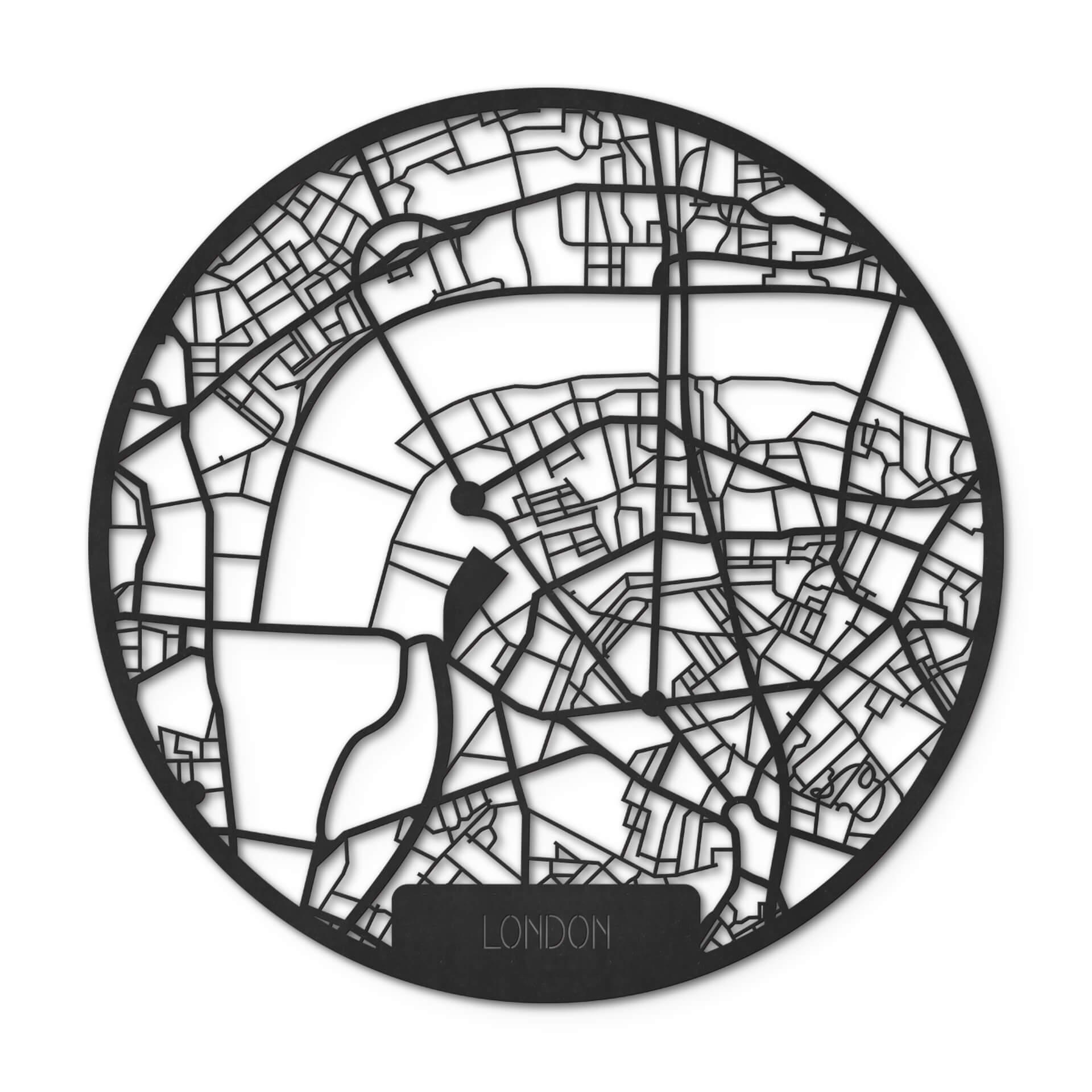 MDF - Holzkunst Stadtplan London - Rund