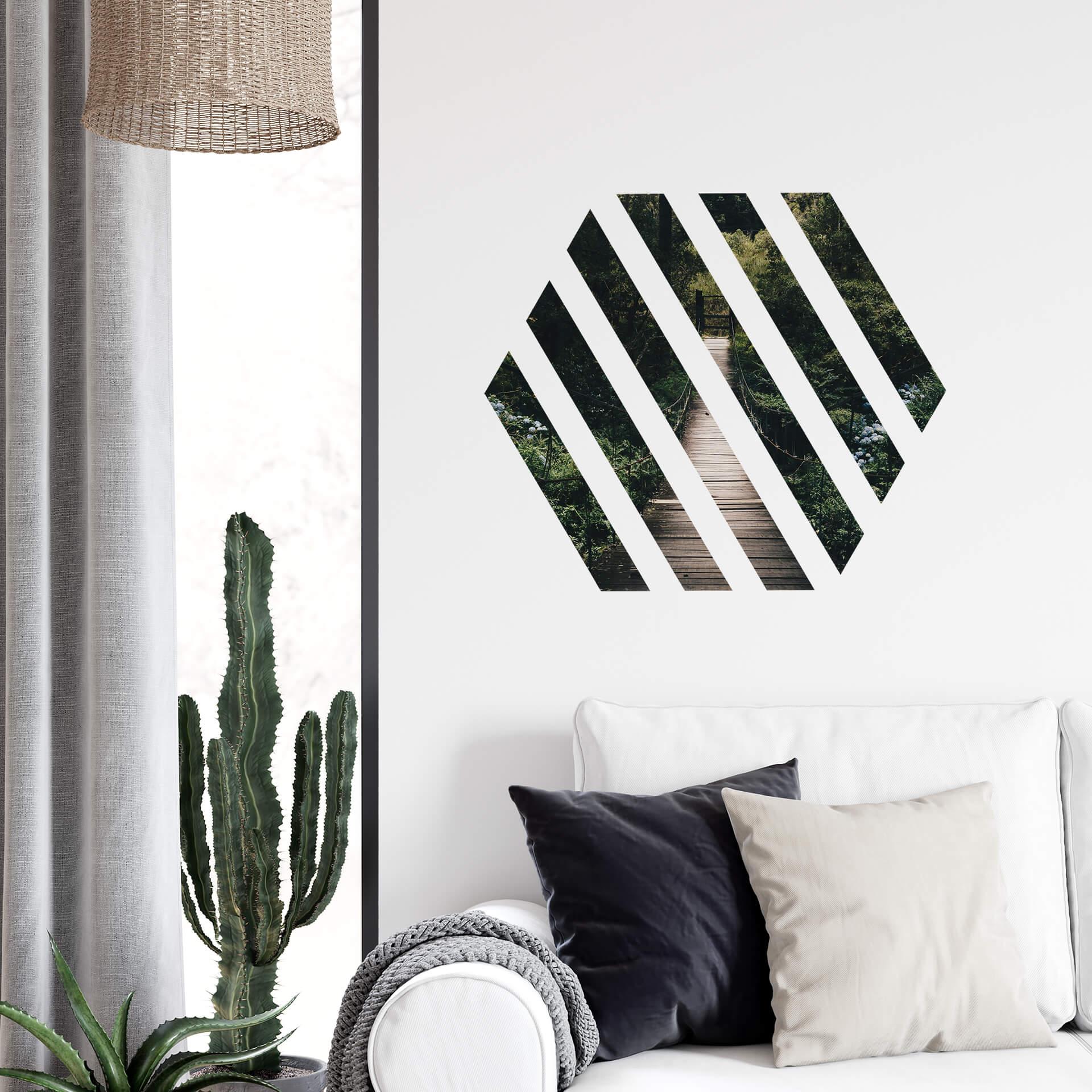 Muursticker Bosweggetje als hexagon