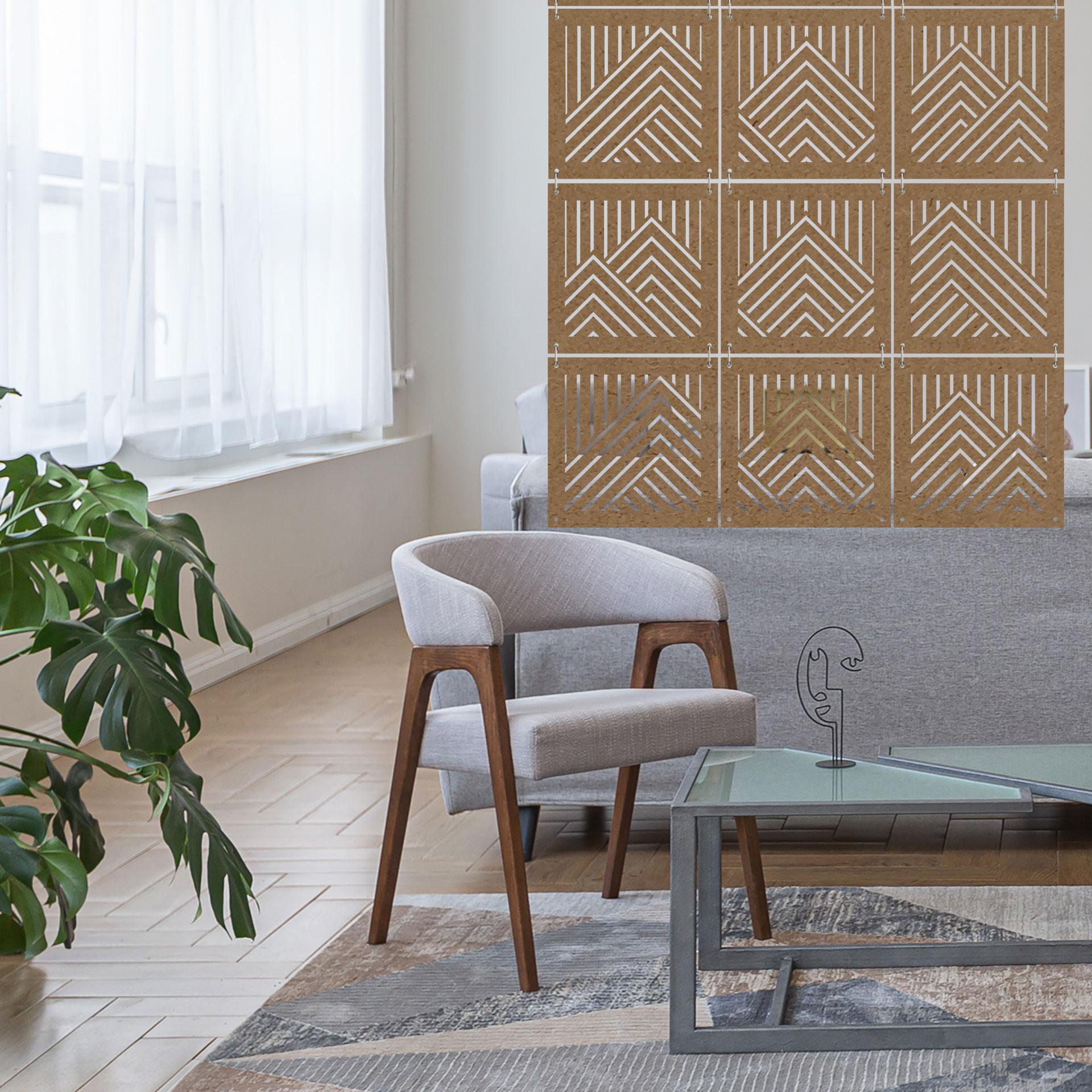 Rumdeler, skillevæg bjerge - MDF naturligt look