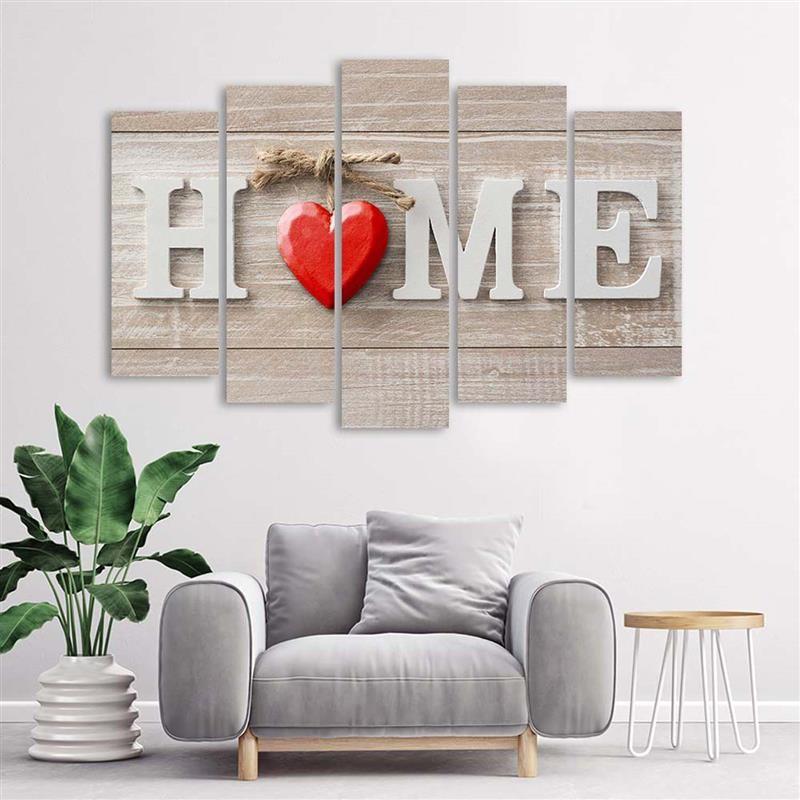 5-delige canvas print, Home Sweet Home Beige
