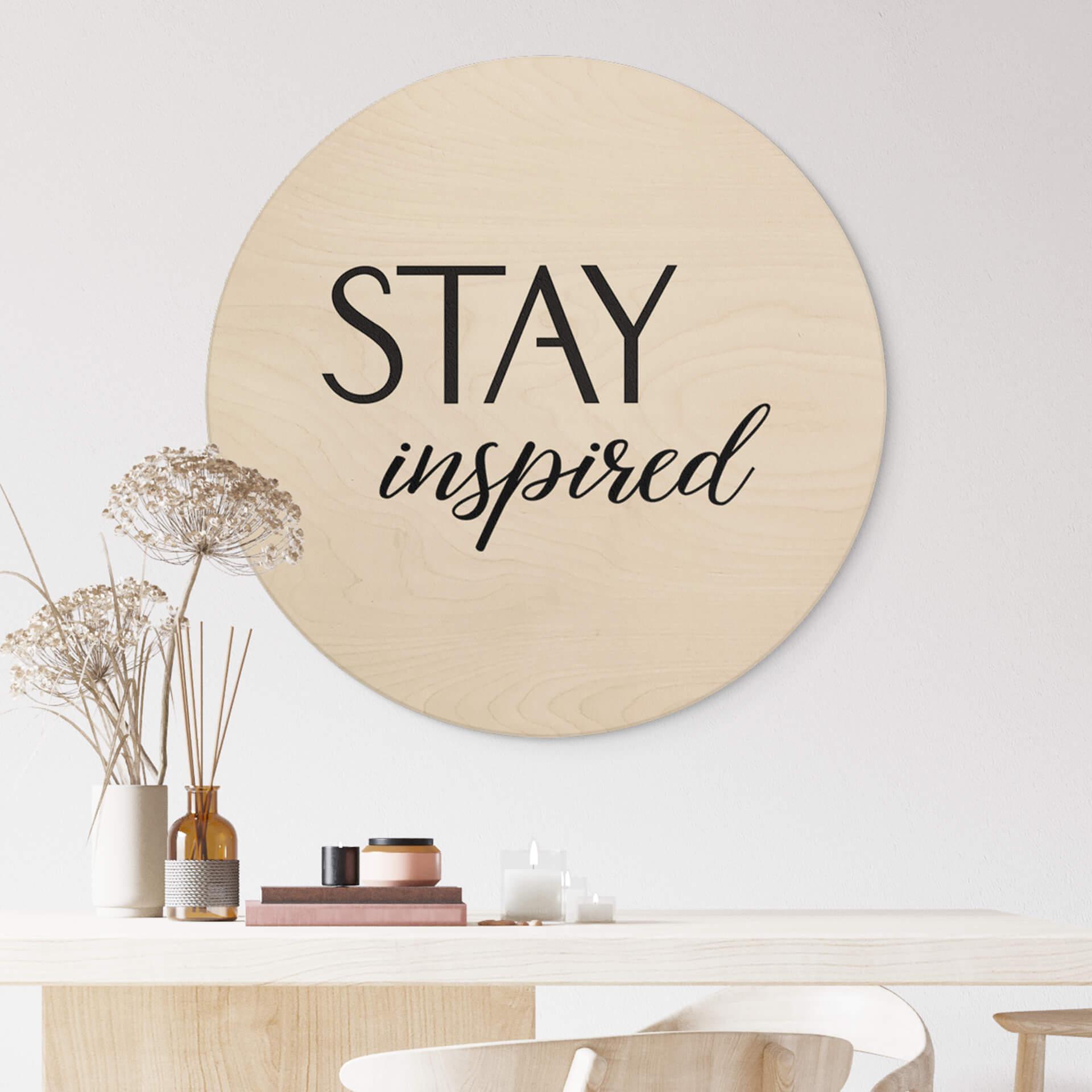 Væg cirkel træ Stay Inspired
