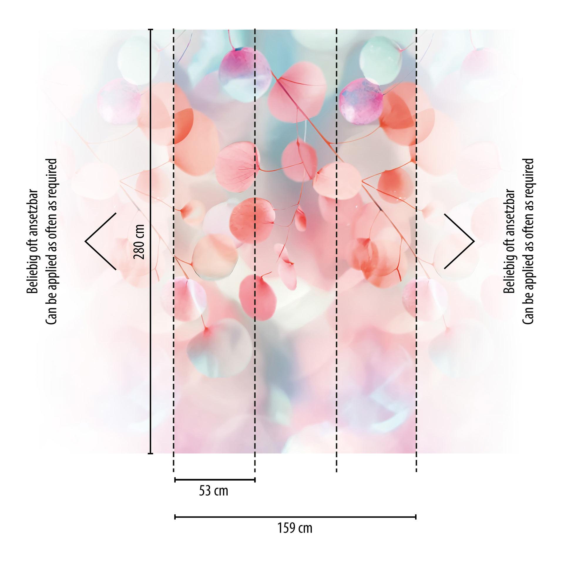 COSMOPOLITAN Kleurrijke bladeren roze blauw - modern aquarel Vliesbehang