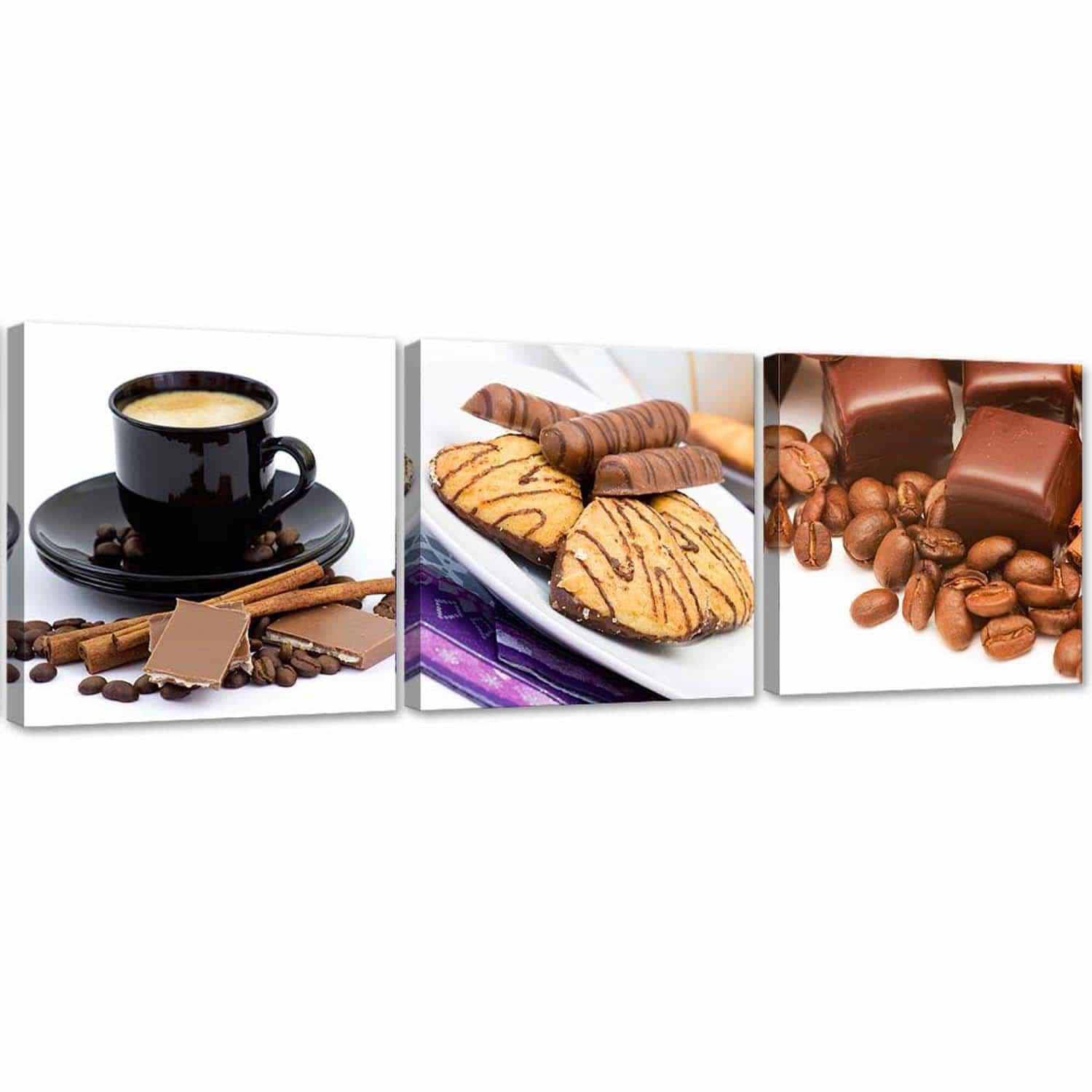 3 stykke lærredsprint, kaffeslik