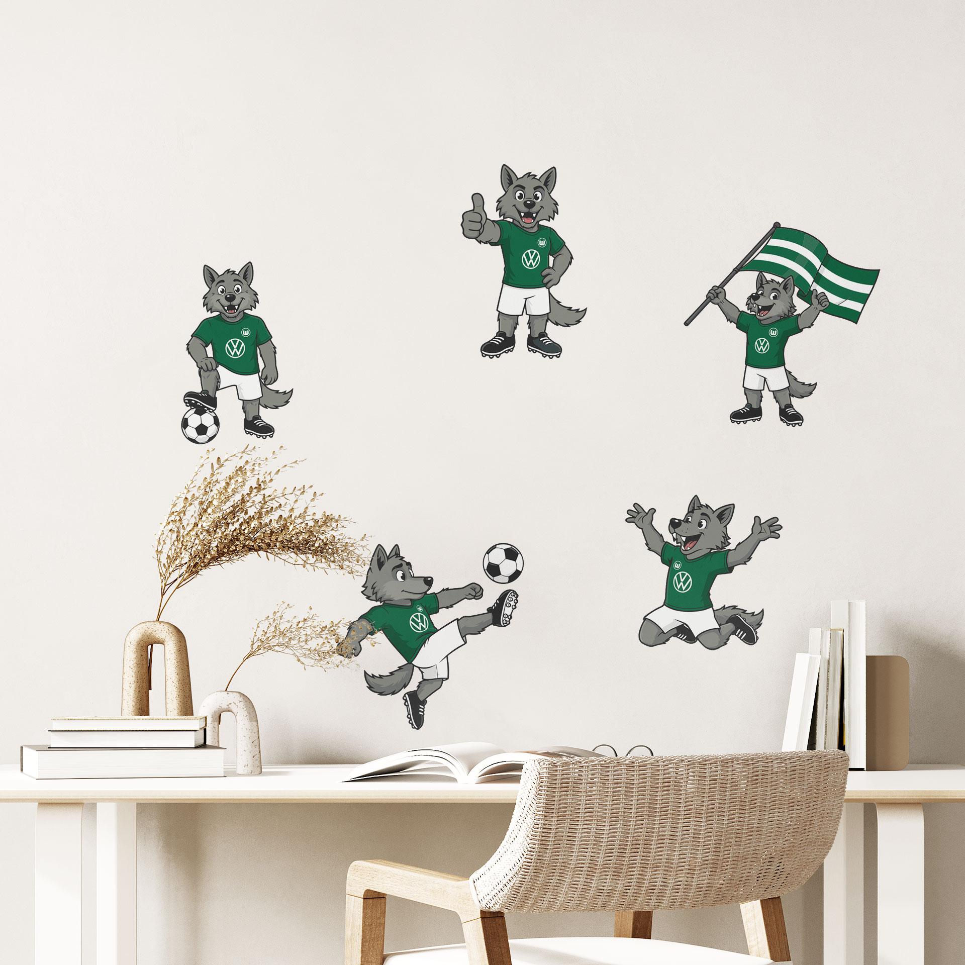 Wandtattoo VfL Wolfsburg Wölfi Set
