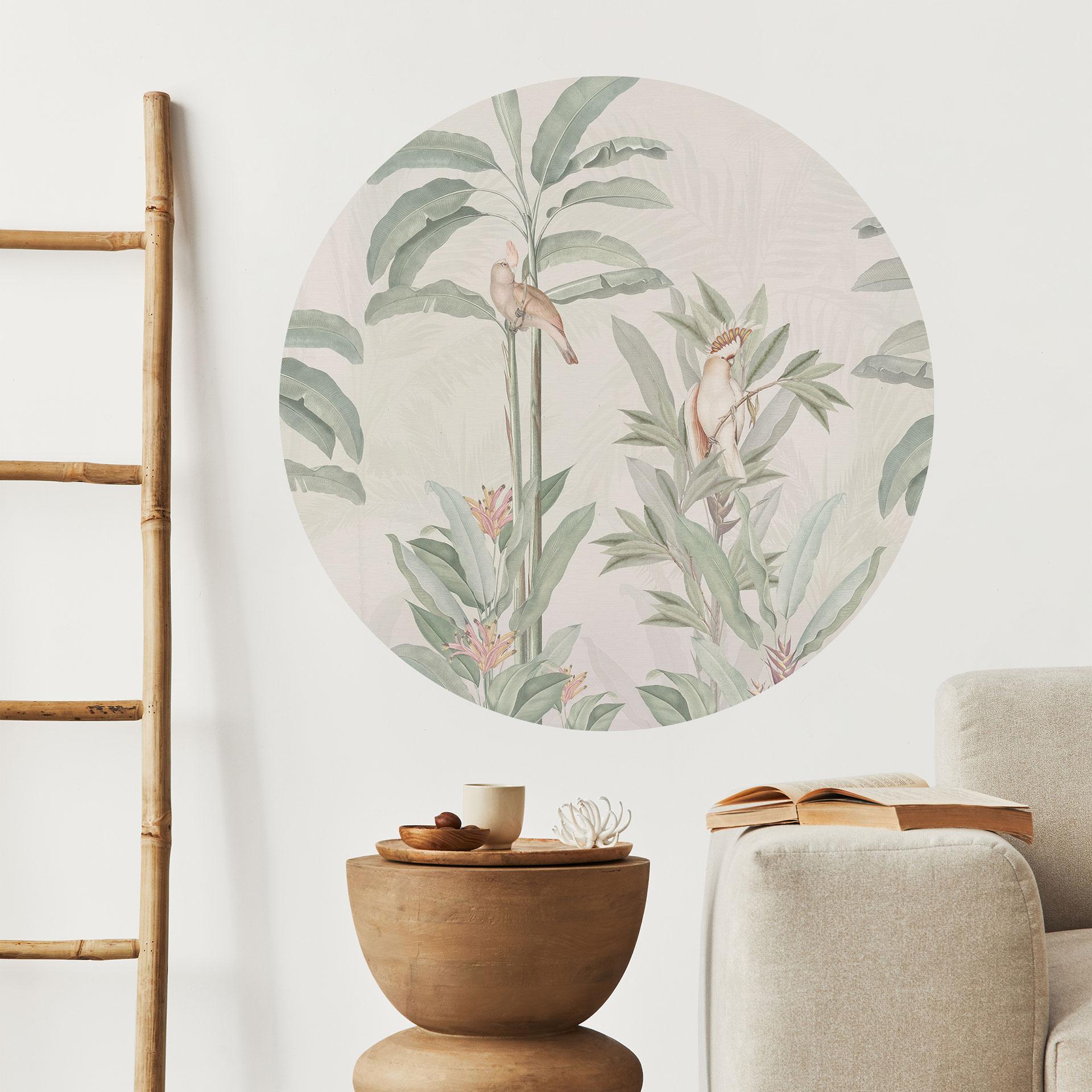 Tropisk skov med kakaduer Wallsticker - Bloomery Decor - Rund