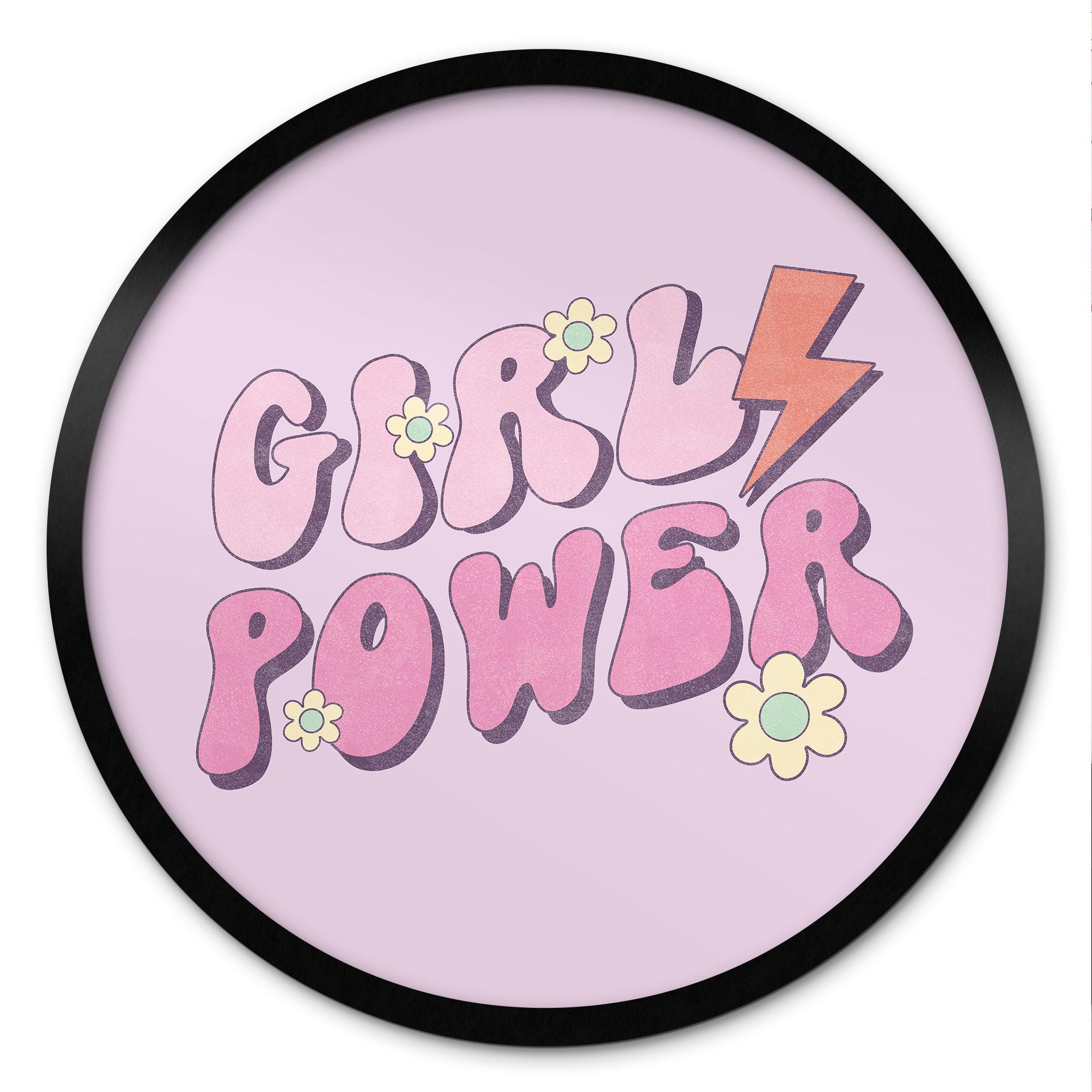 Plakat Girl Power Retro Lettering Purple - Rund