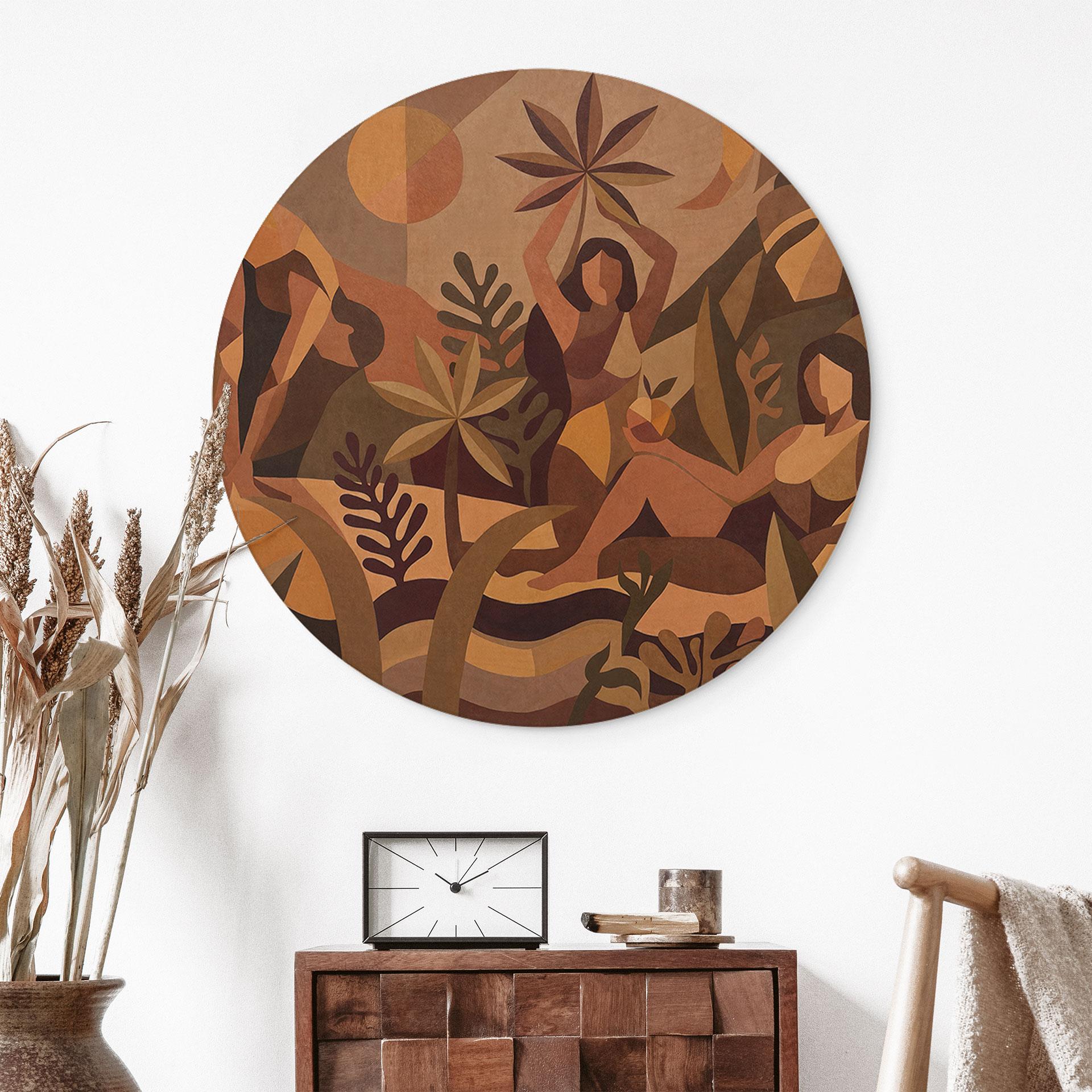 Stampa su legno Amber Flora - Donne nella foresta pluviale - Sir Edward x Grigory Gladarev - Tondo