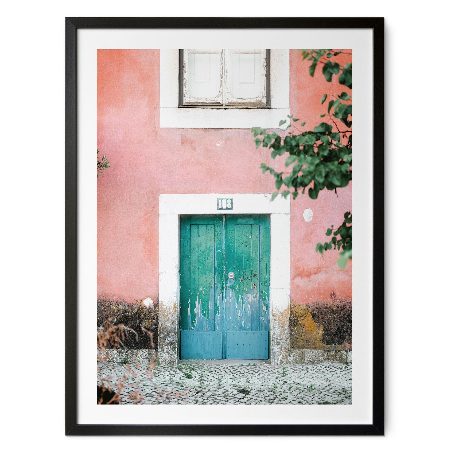 Plakat Middelhavshusets facade i Lissabon | Vintage dør - Zwart