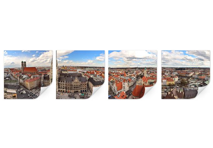 Wallprint W - Münchener Skyline Panorama Set (4-teilig)