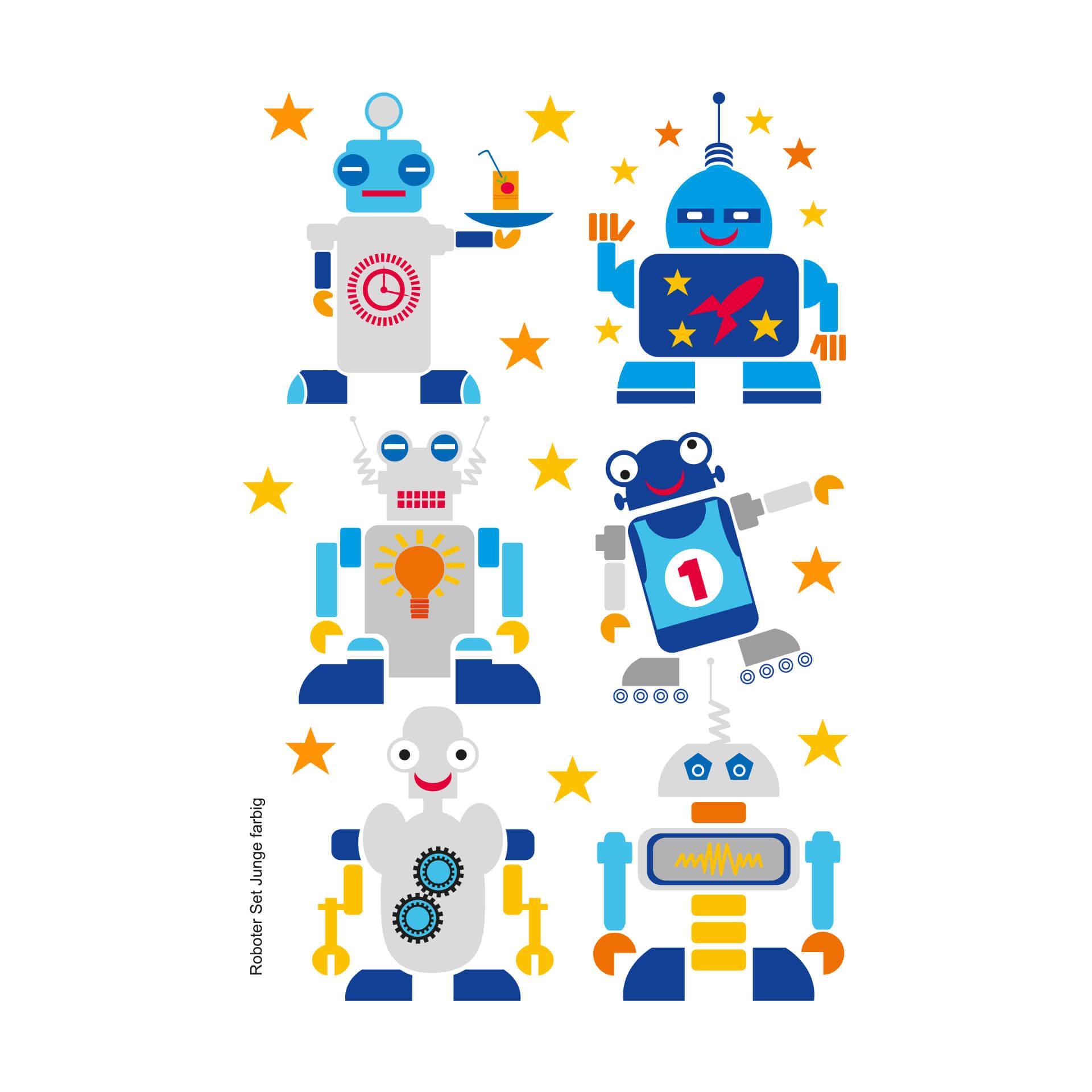 Sejt Robot Sæt Drenge wallsticker