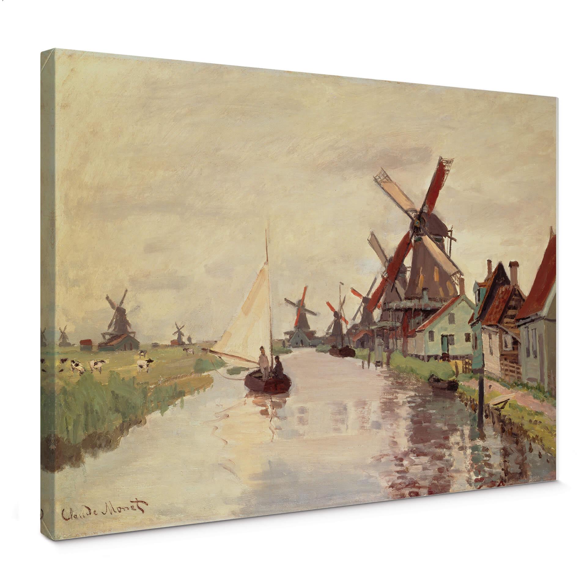 Canvastavla Monet - Holländskt landskap med väderkvarnar