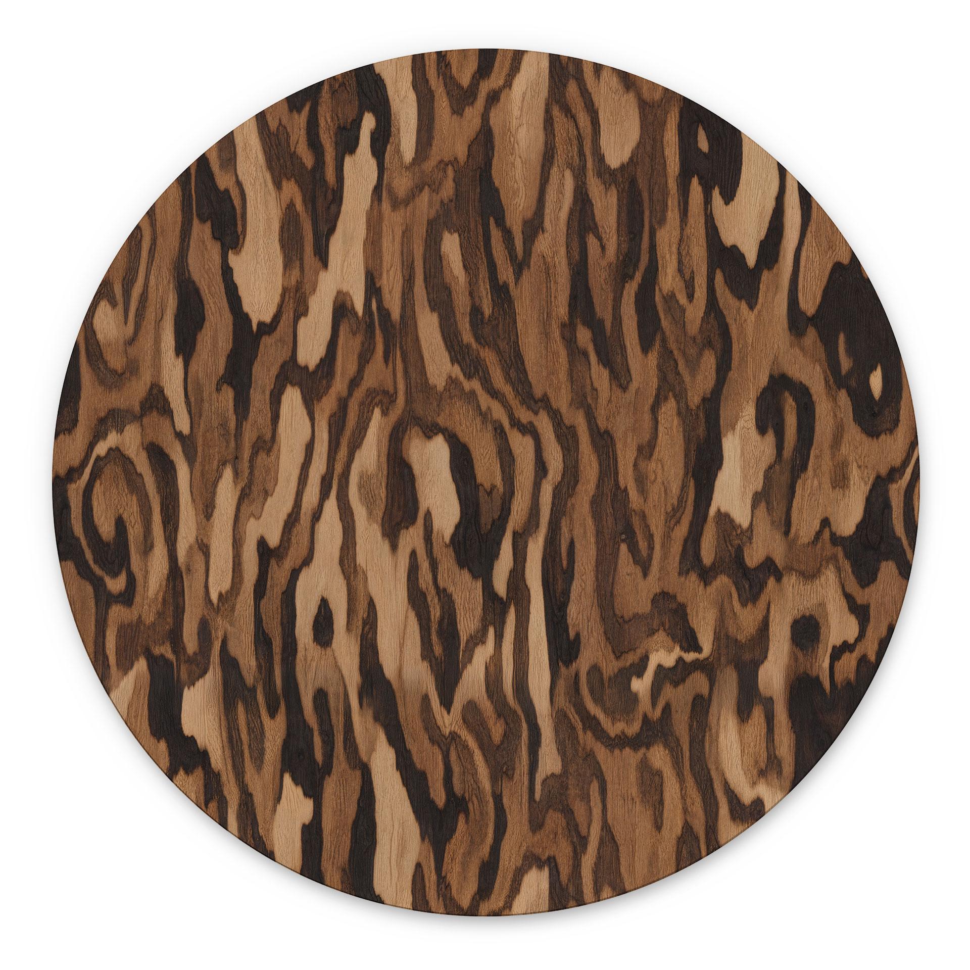 Stampa per Pareti Ettore Walnut - Venatura del Legno Astratta - Sir Edward x Grigory Gladarev - Alu-Dibond Rotondo