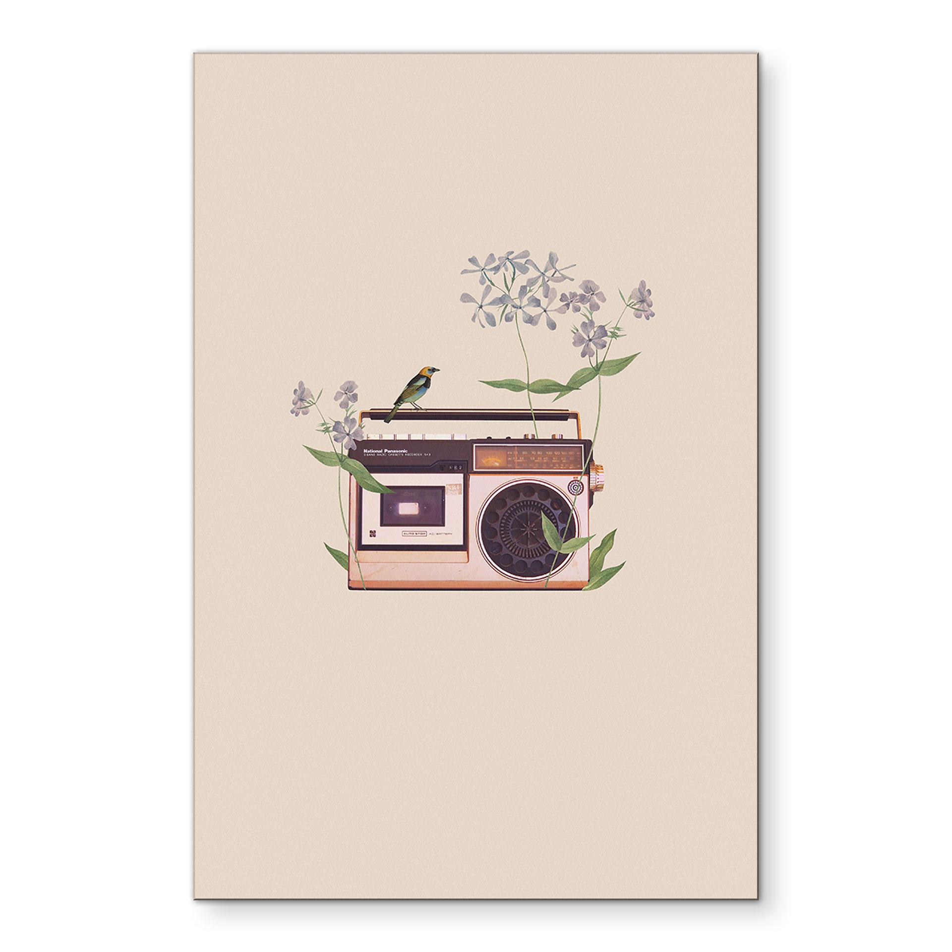 Wandbild Retro Radio floral - Frida Floral Studio - Alu-Dibond