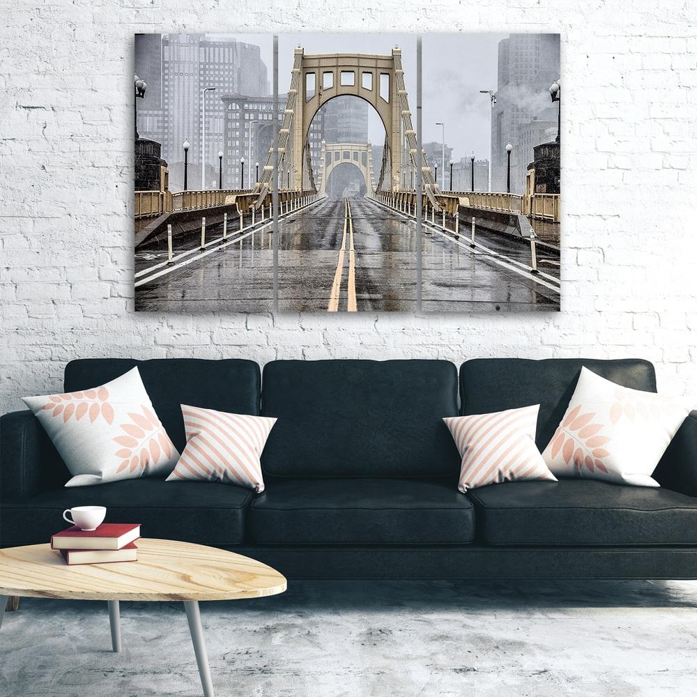 3 stykke lærredstryk, Brooklyn Bridge City, New York