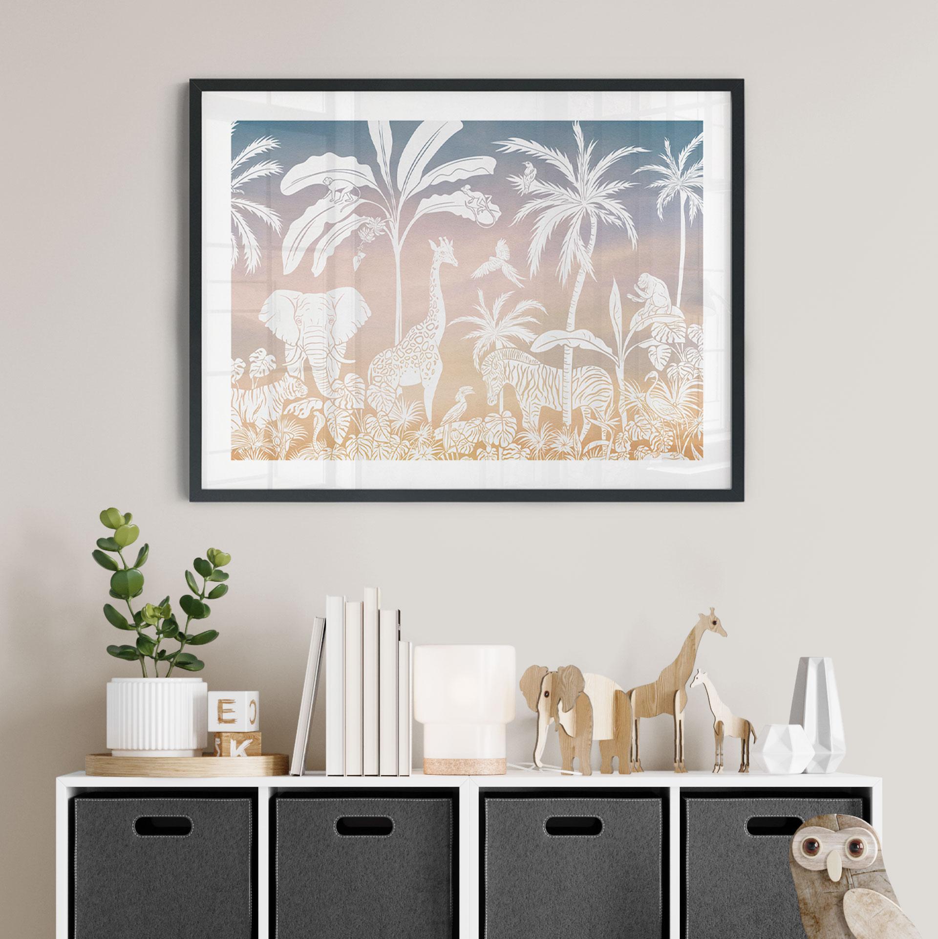 Póster Selva paradisíaca con animales salvajes - Ombre - Kikki Belle