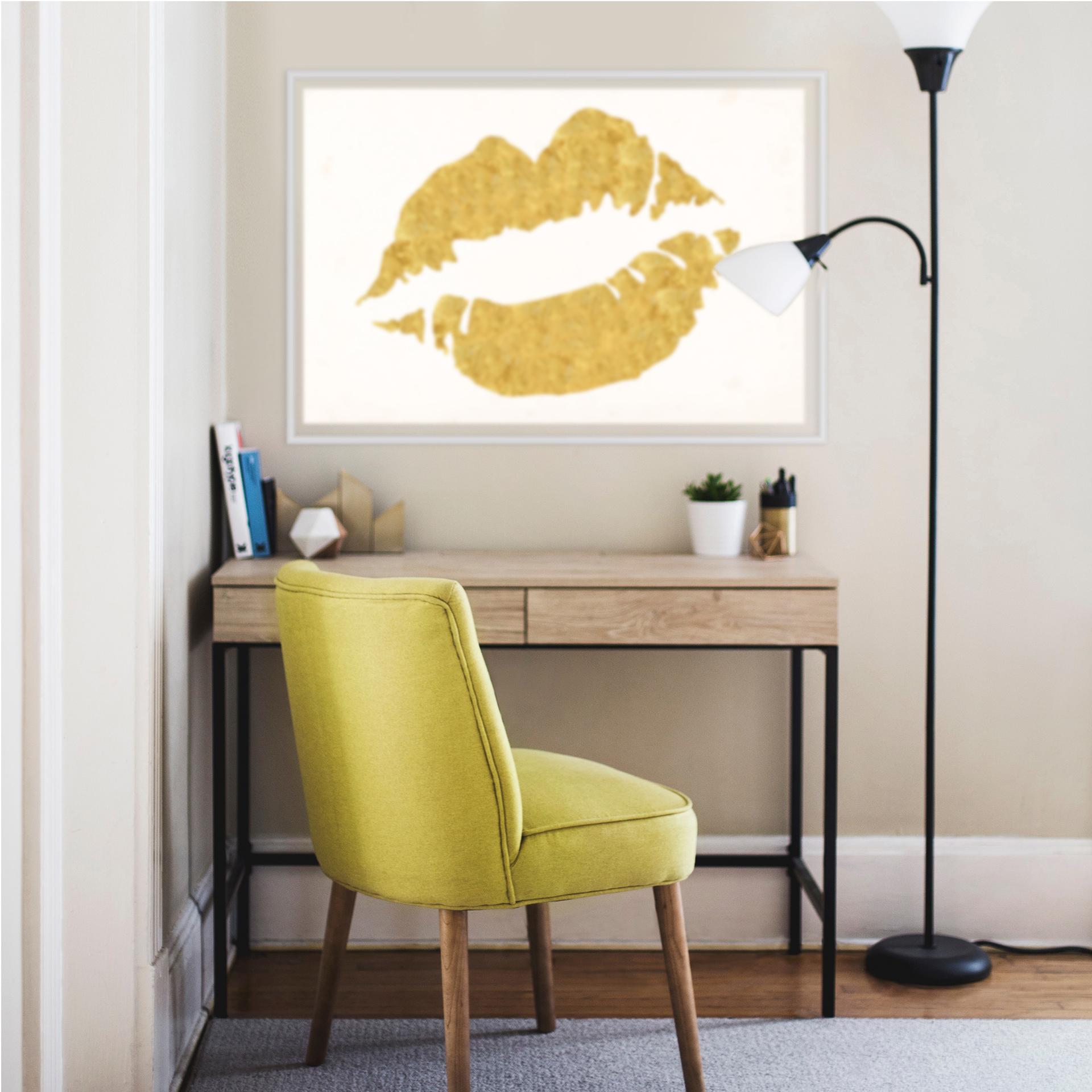 Muurprints Gouden Lippen