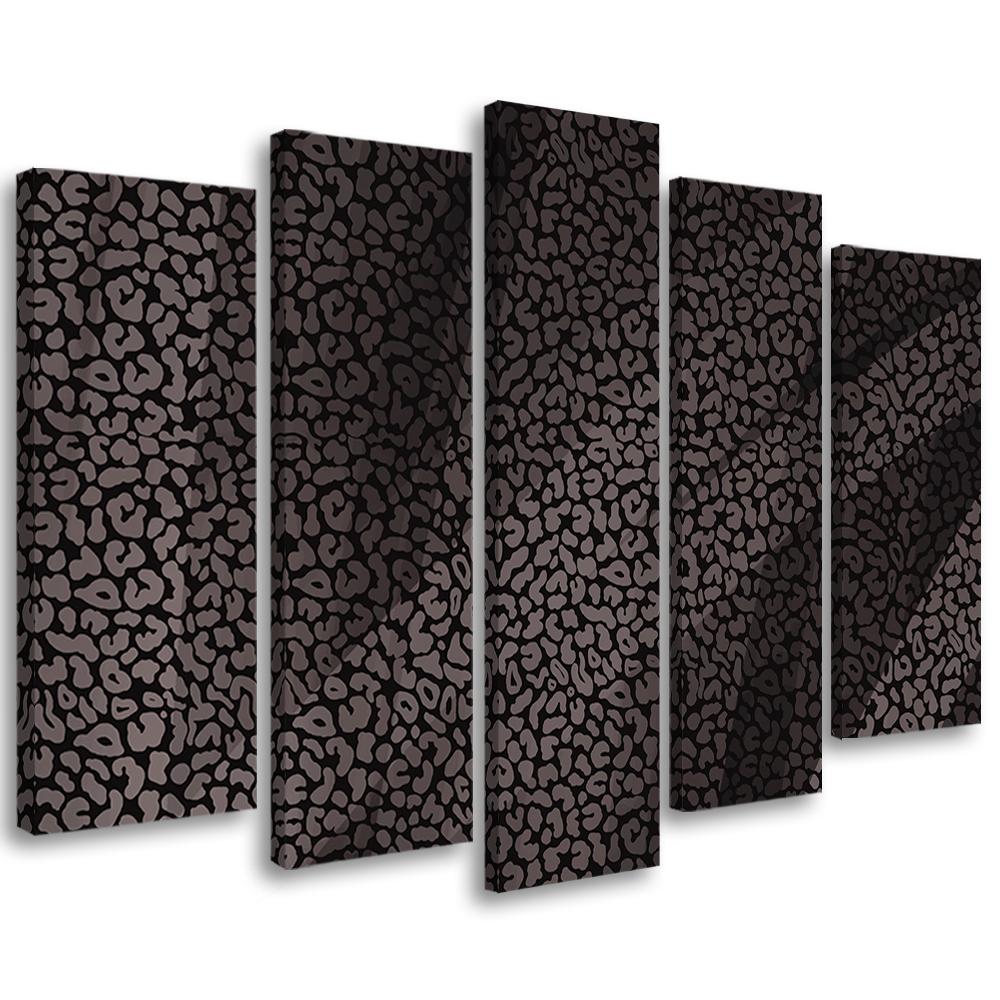 5 stykke lærredsprint, Leopard Leopard Pels Patches Mønster