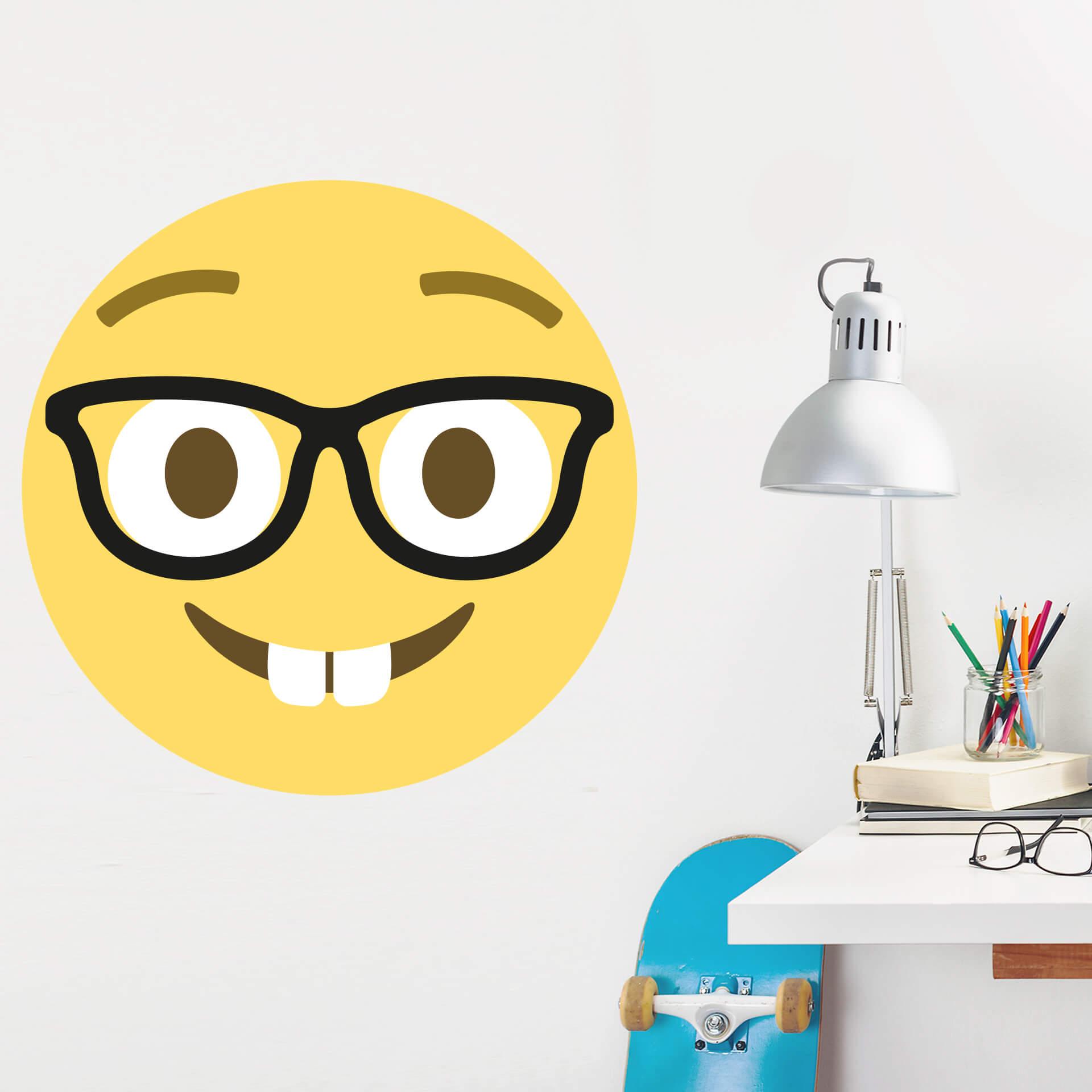 Muursticker Emoji Nerd Face