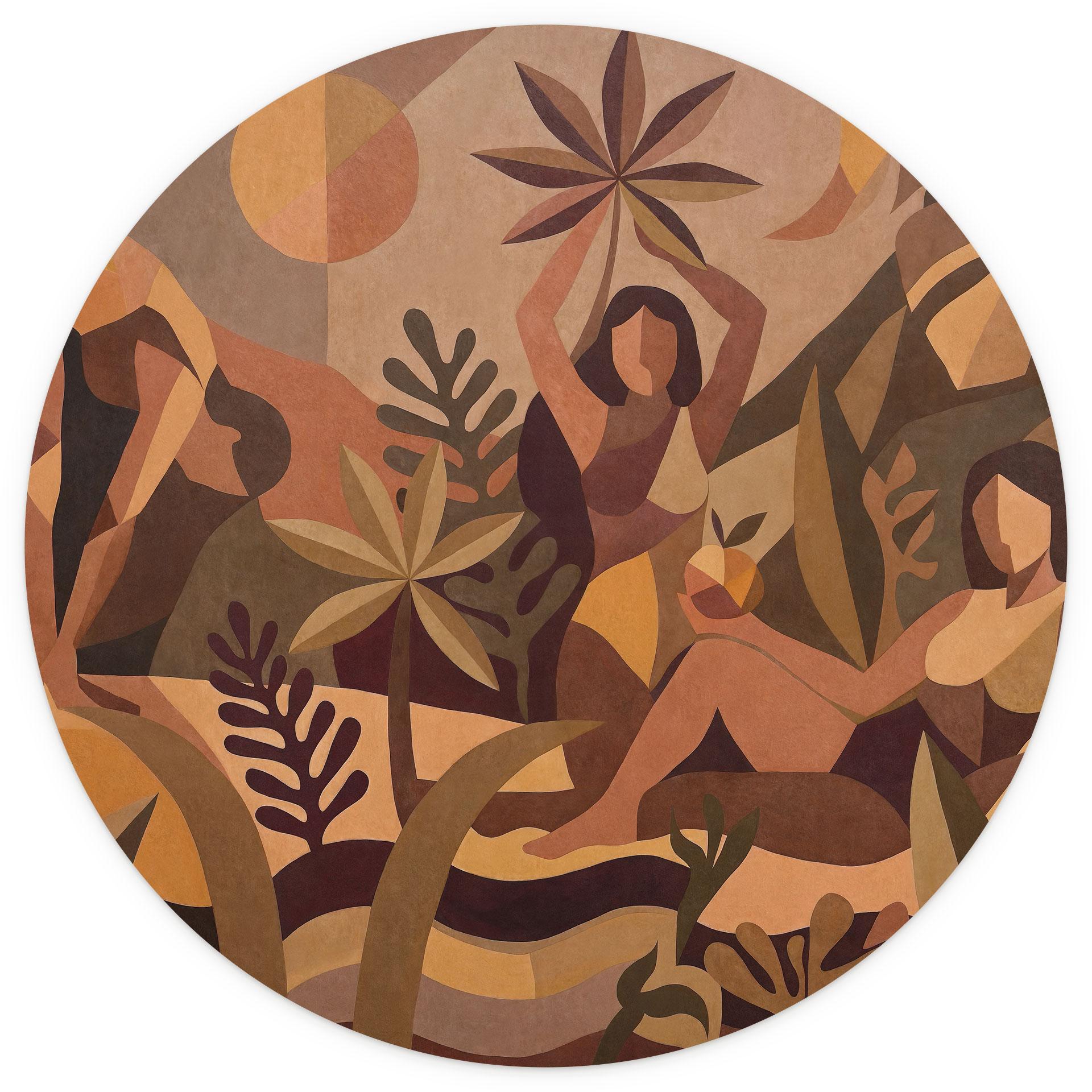 Fotobehang rond Amber Flora - Vrouwen in het regenwoud - Sir Edward x Grigory Gladarev