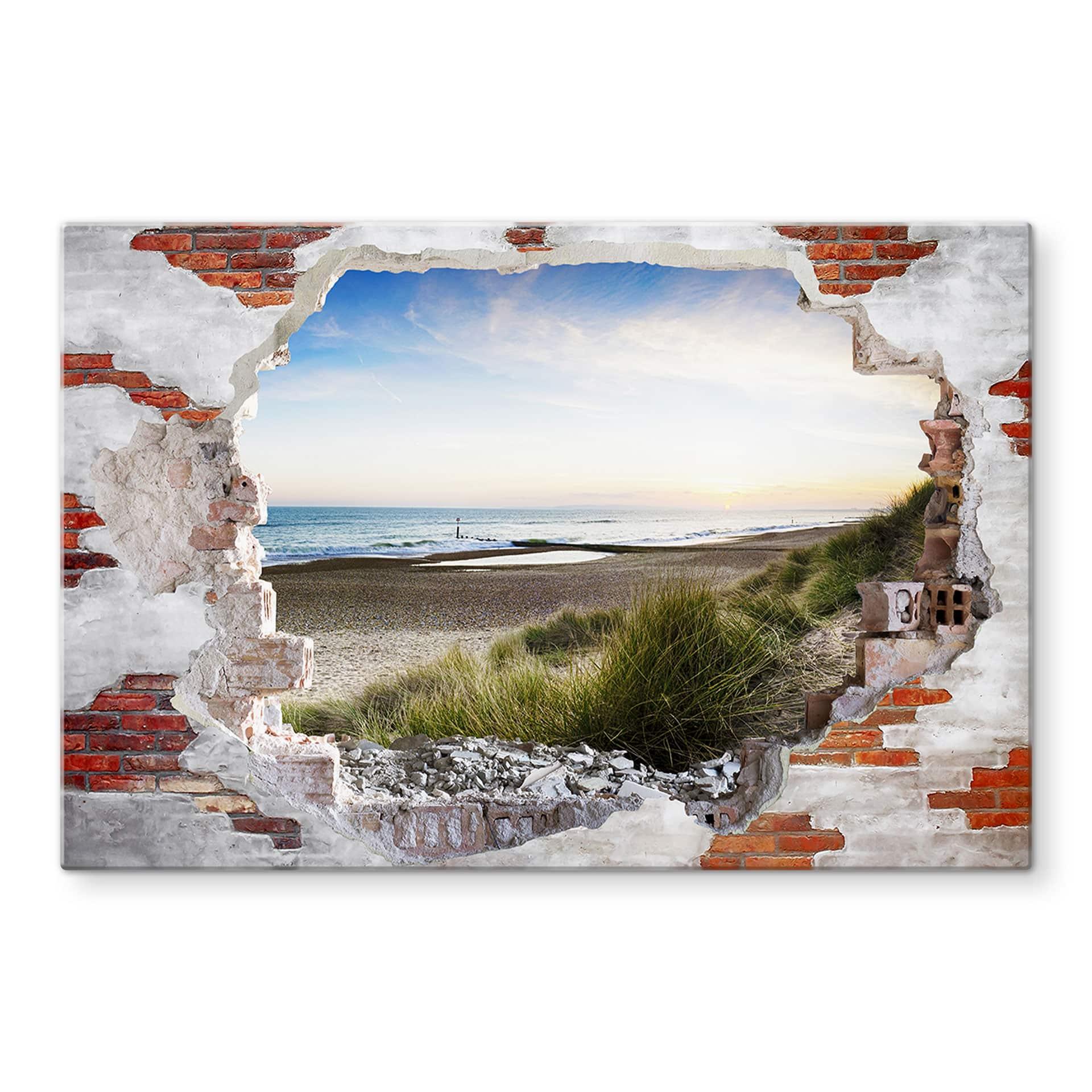Spatscherm 3D optiek – Strandpanorama