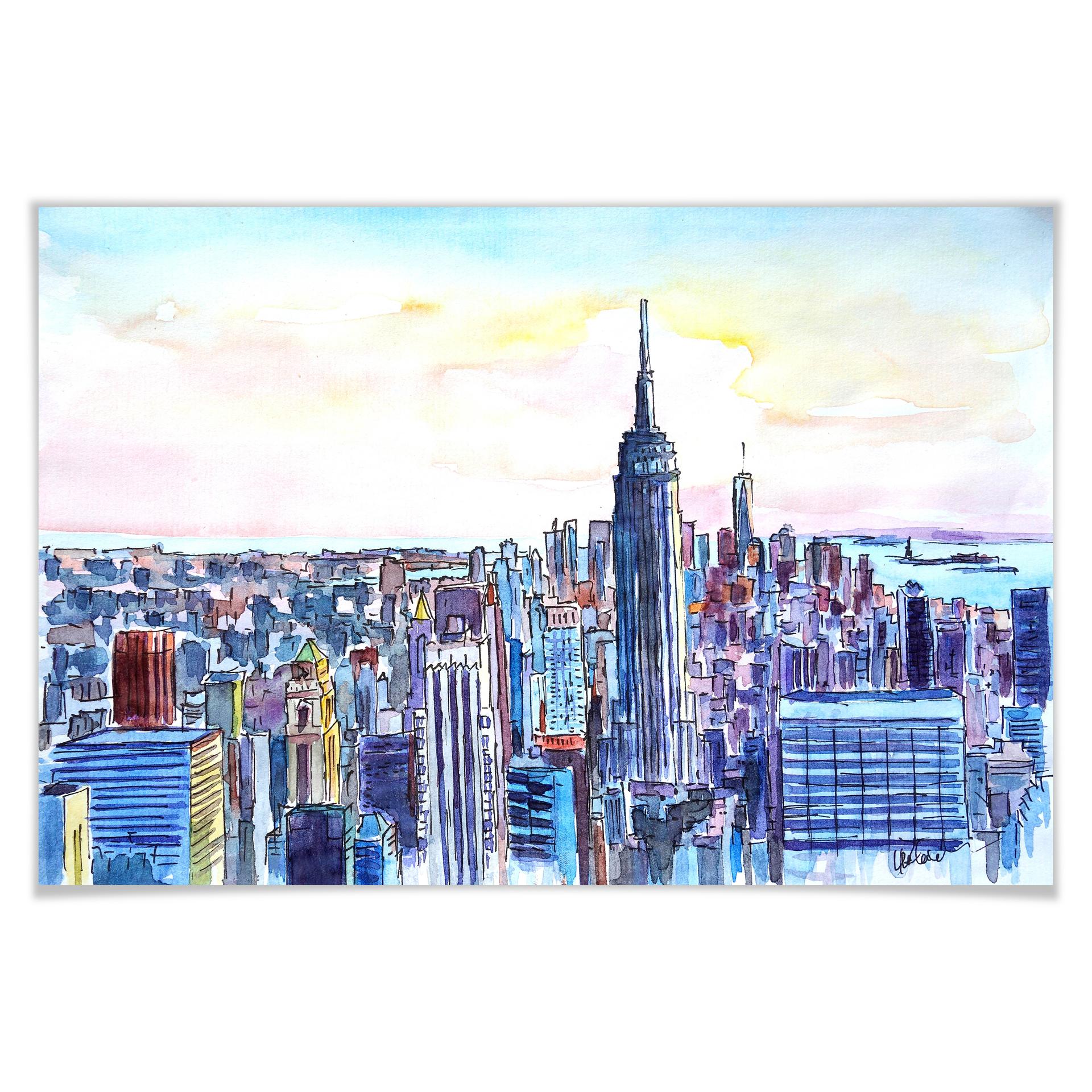 Poster - Bleichner - Manhattan Skyline - Aquarelle