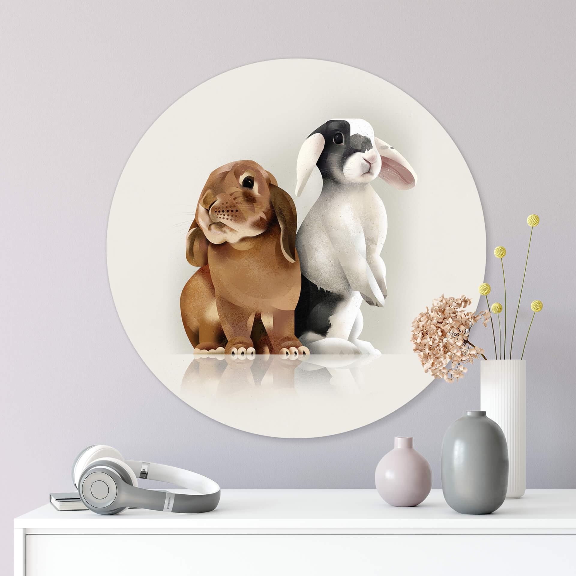 Alu-Dibond Braun - Bunny Love - Rund