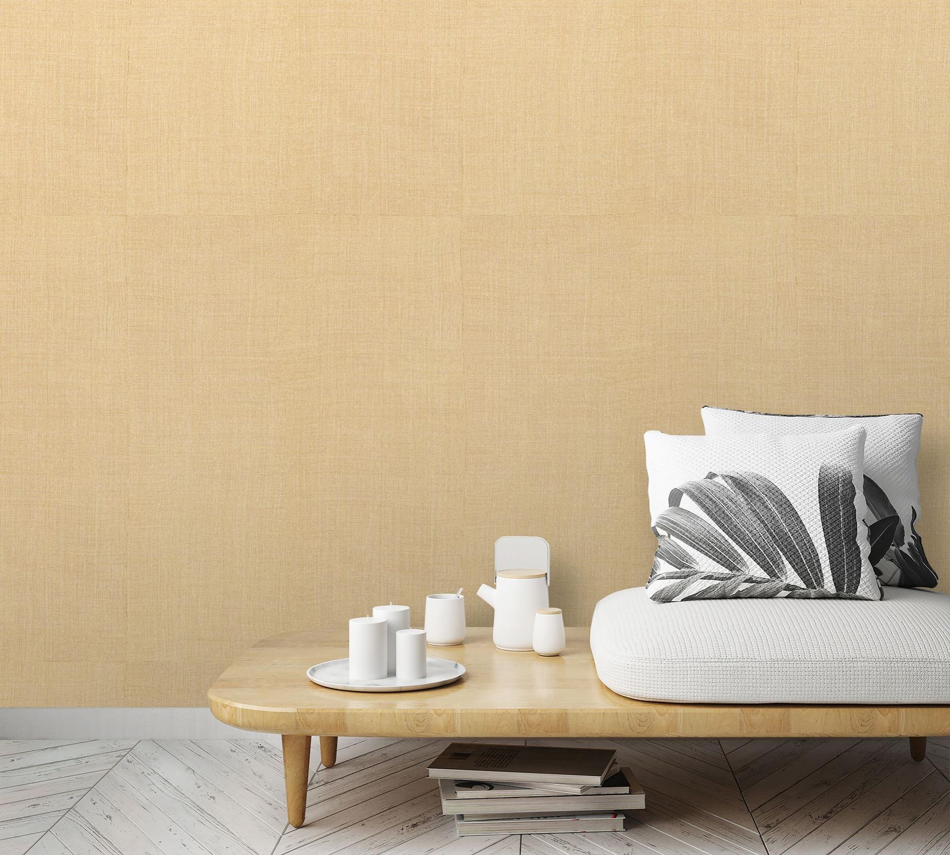 Tegelbehang met geweven look, beige textuur 3.40 x 2.12 m