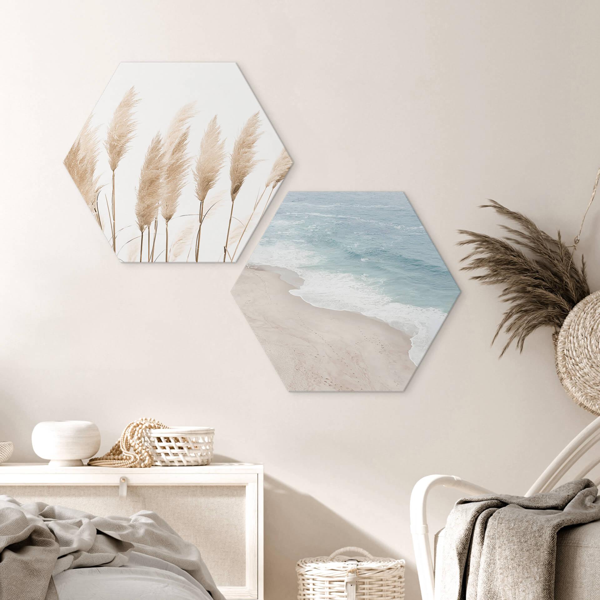 Hexagon Wandbild Sisi & Seb - Küstenblick - Alu-Dibond