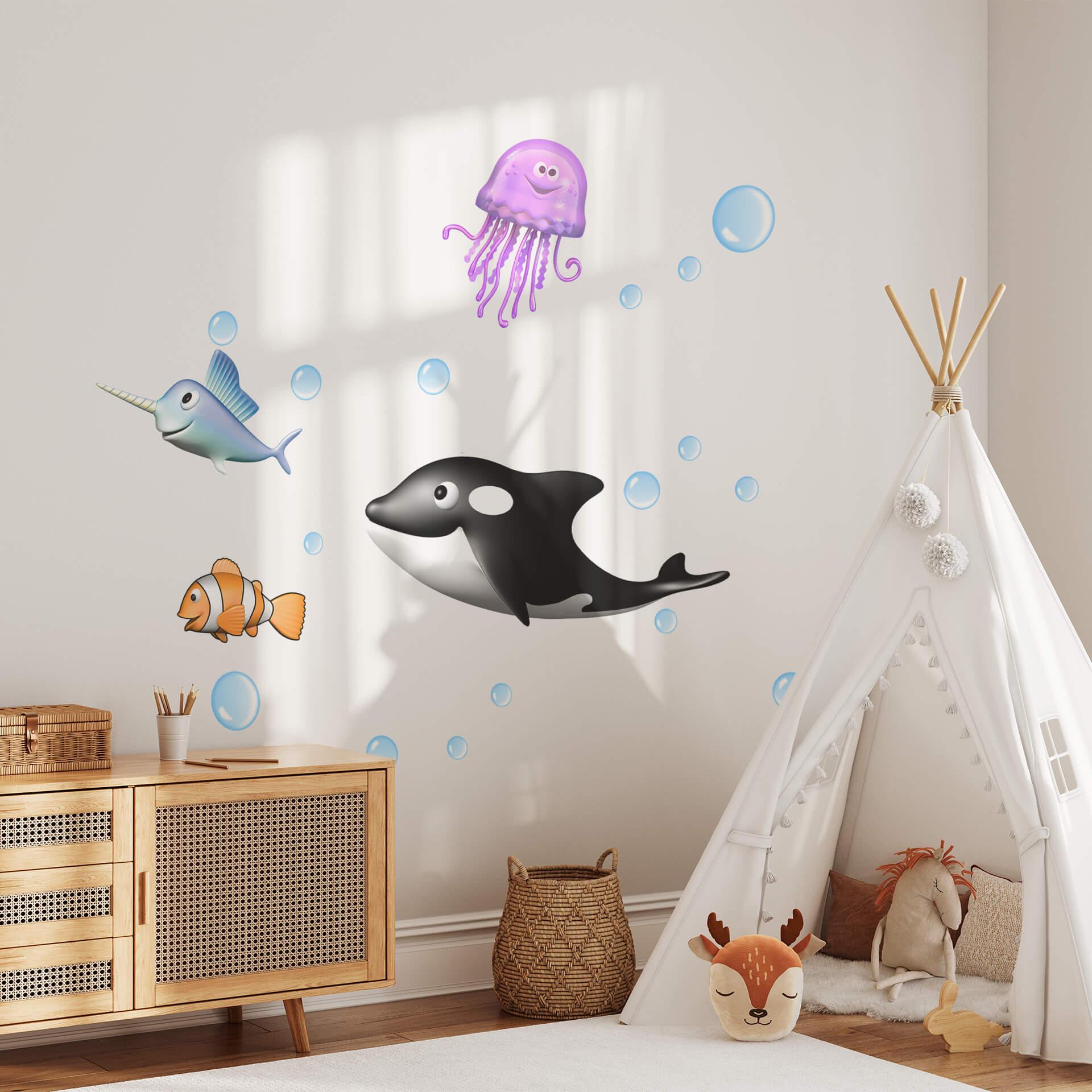 Wallsticker - Agullo - Havdyr (sæt)