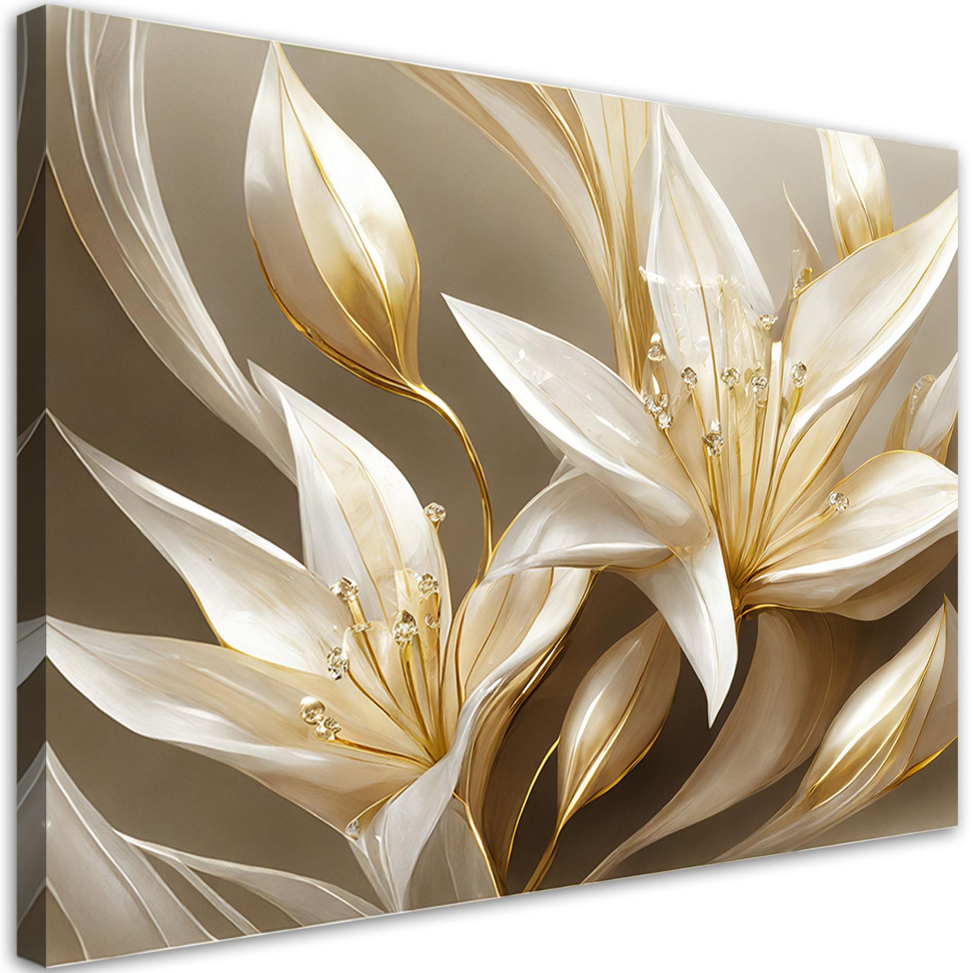 Canvasbillede, liljer glamour guld