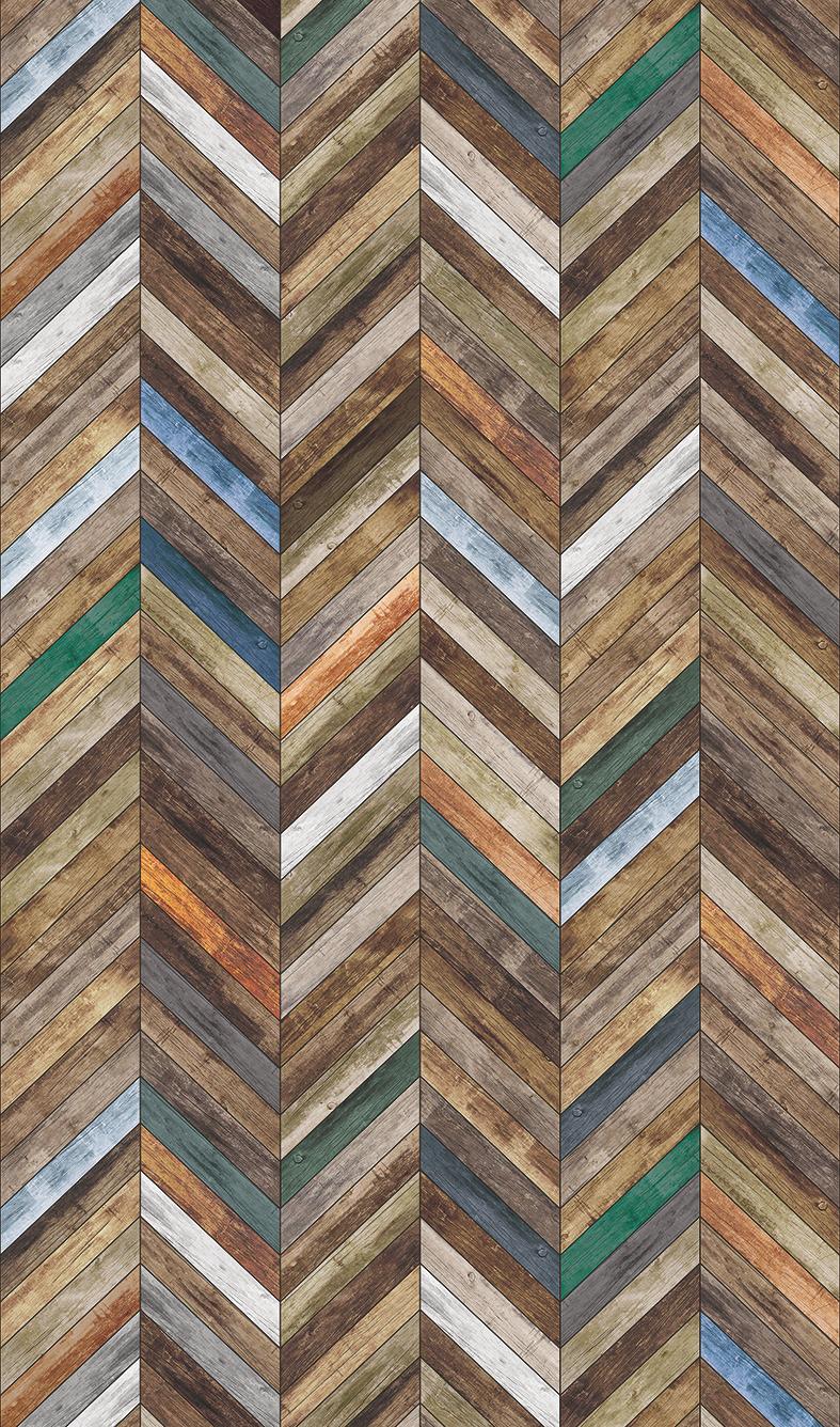 Hout visgraat behang Fotobehang Bruin, houteffect 2,70 x 1,59 m