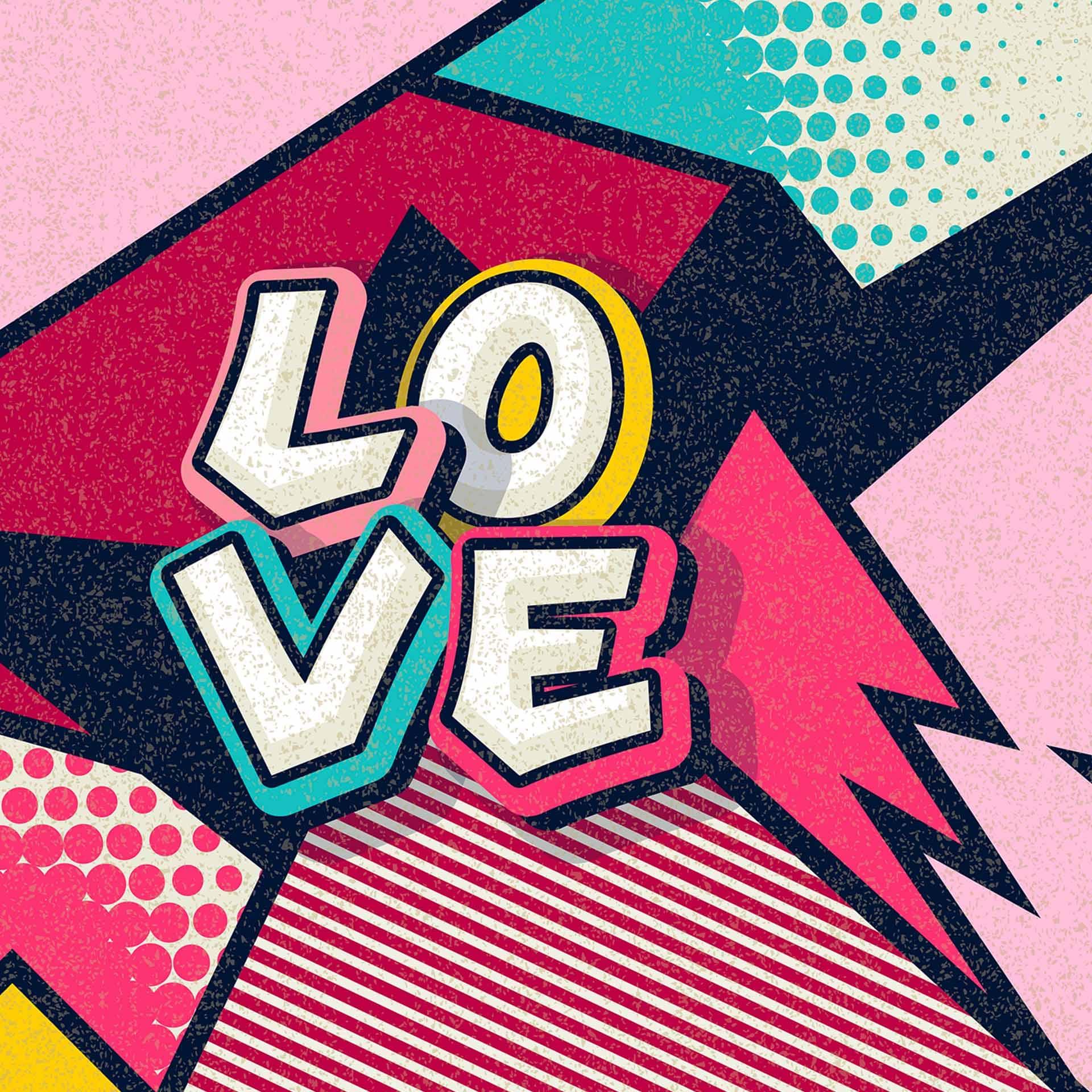 Retro fotobehang PopUpLove in roze turquoise - vliesbehang Designwalls 2 - 2,55 x 3,5 m