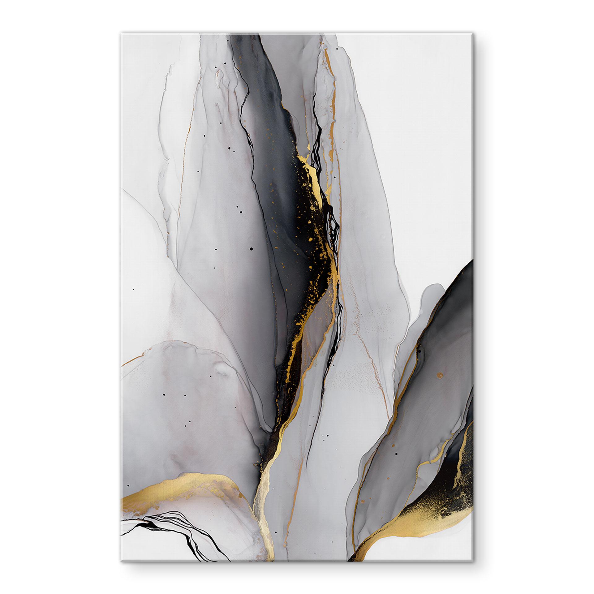 Acrylglas abstracte compositie in goud en grijs - Shelest