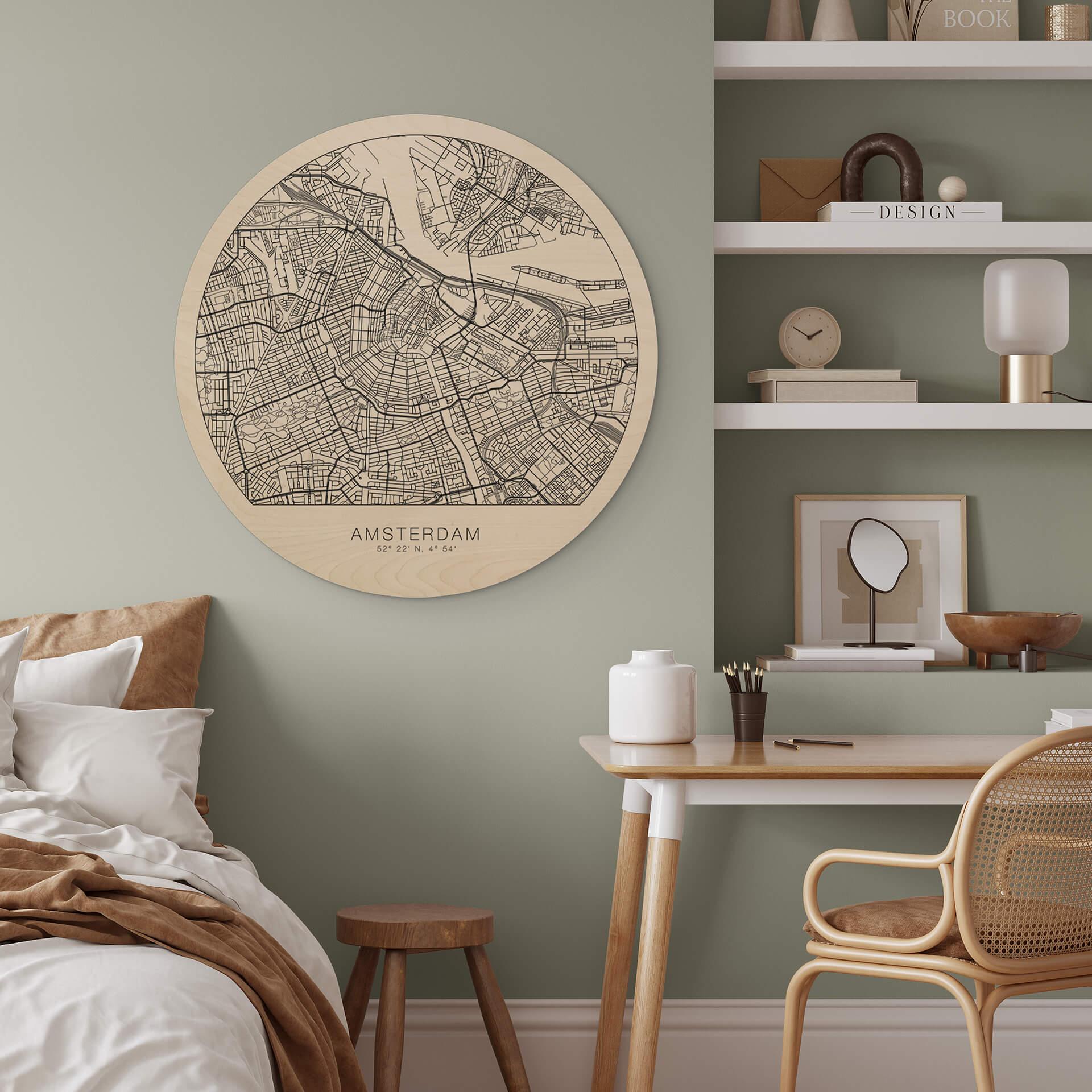 Cuadro de madera de Amsterdam - Redondo