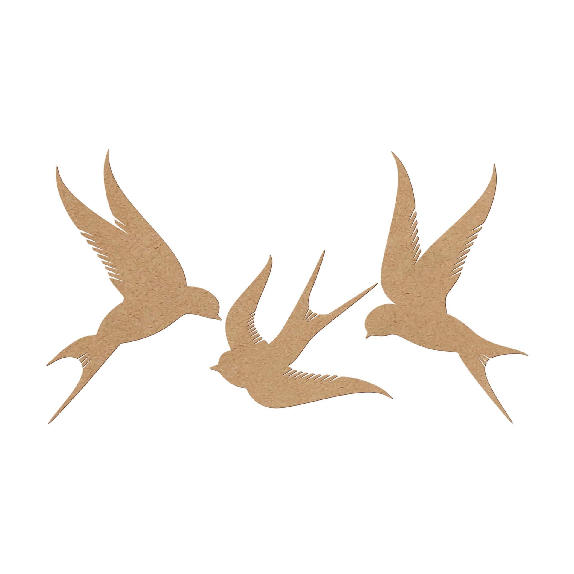 MDF Decoratie Naturel Vogels (3-delig)