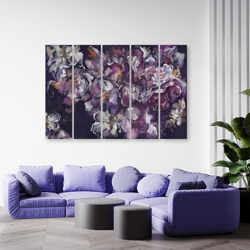 5 stykke lærredstryk, Irisblomst