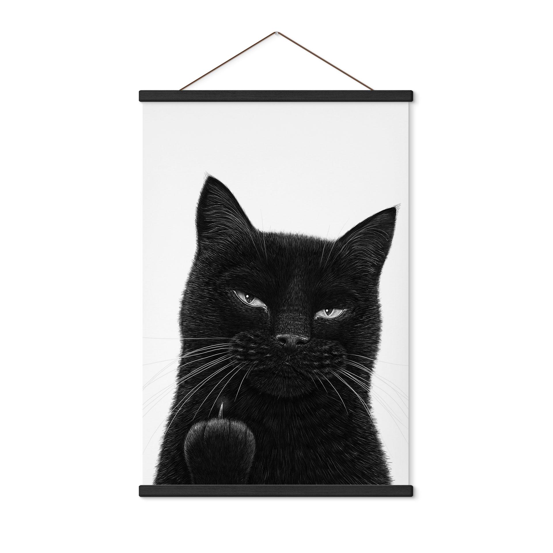 Affiche textile Chat noir effronté - Korenkova