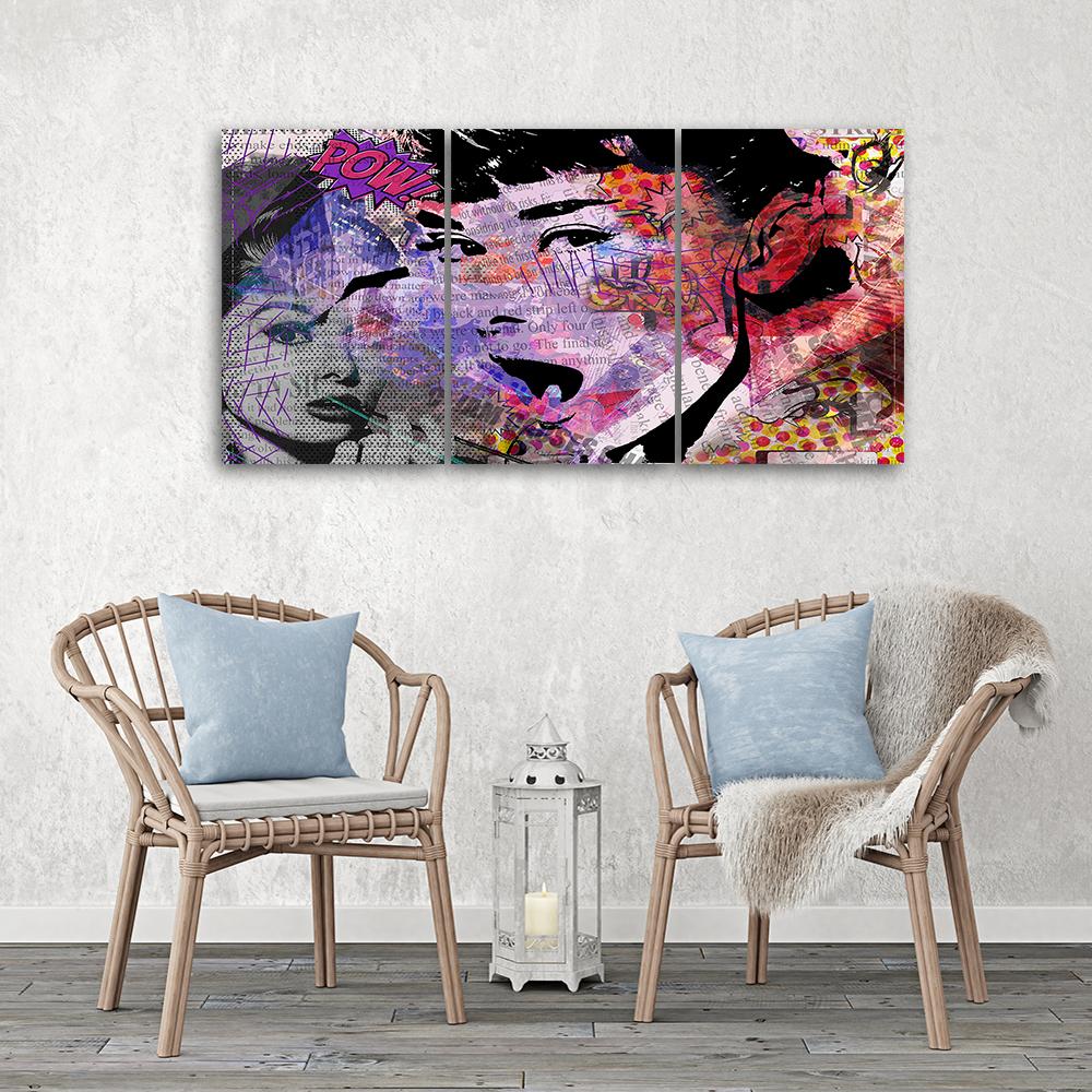 3 stykke lærredstryk, Audrey Hepburn