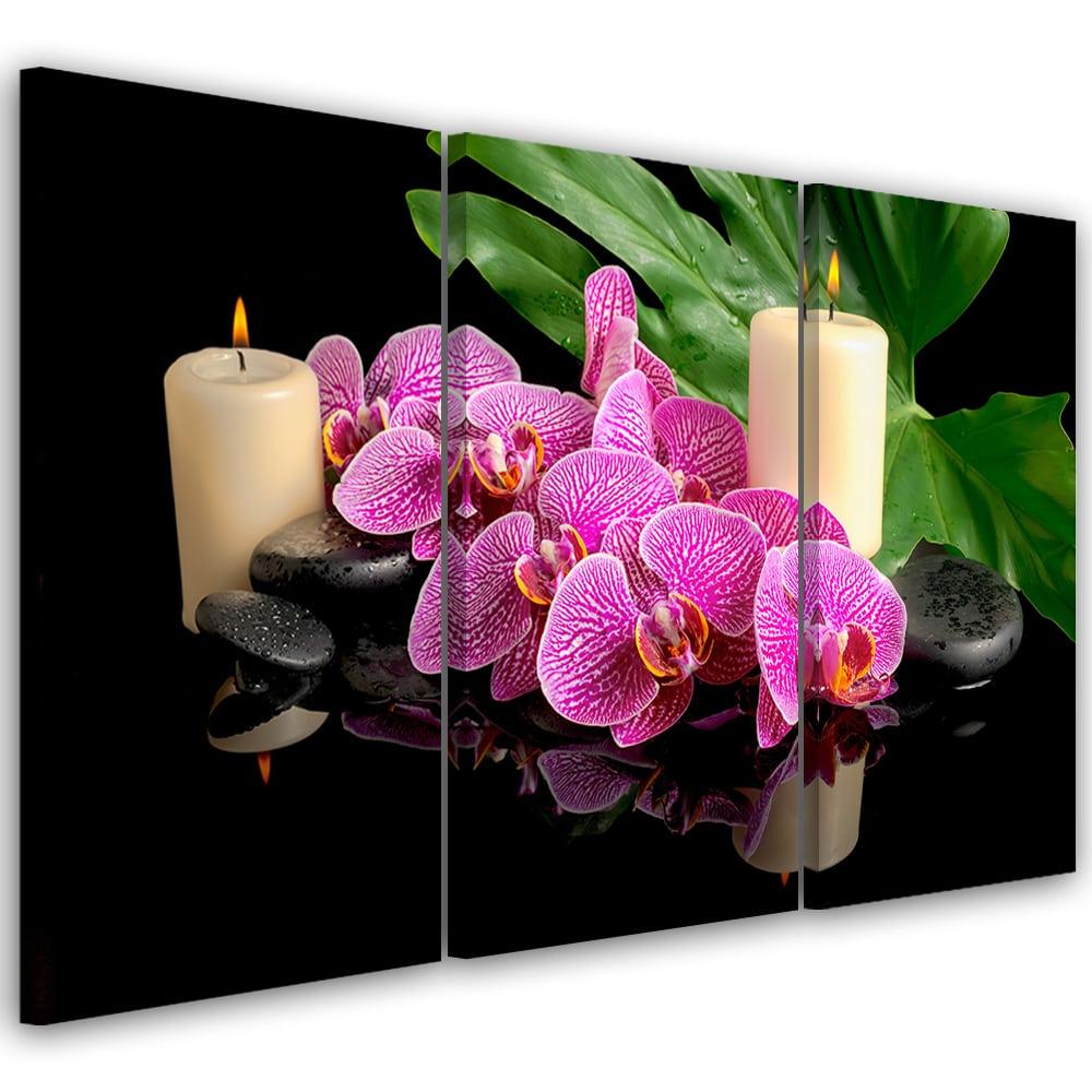 3 stykke lærredsprint, Orchid Orchid stearinlys
