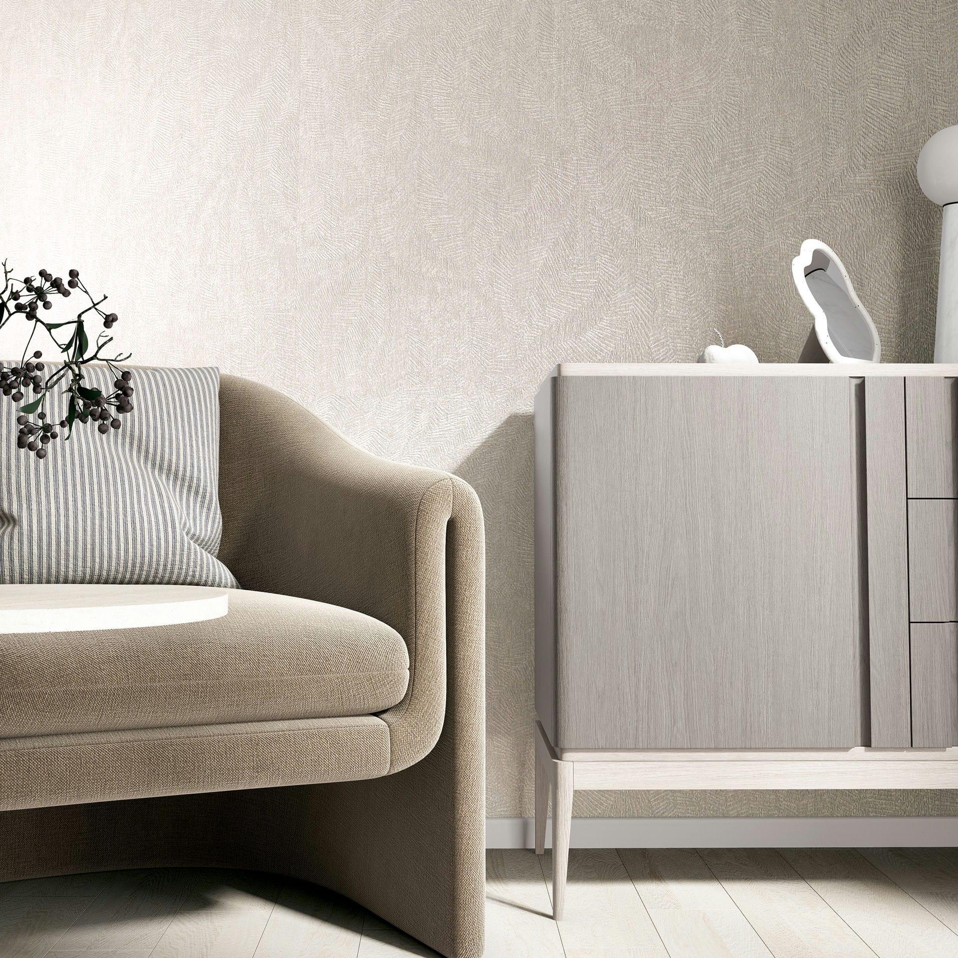 Ikke-vævet tapet tekstur gipslook almindelig mat i beige