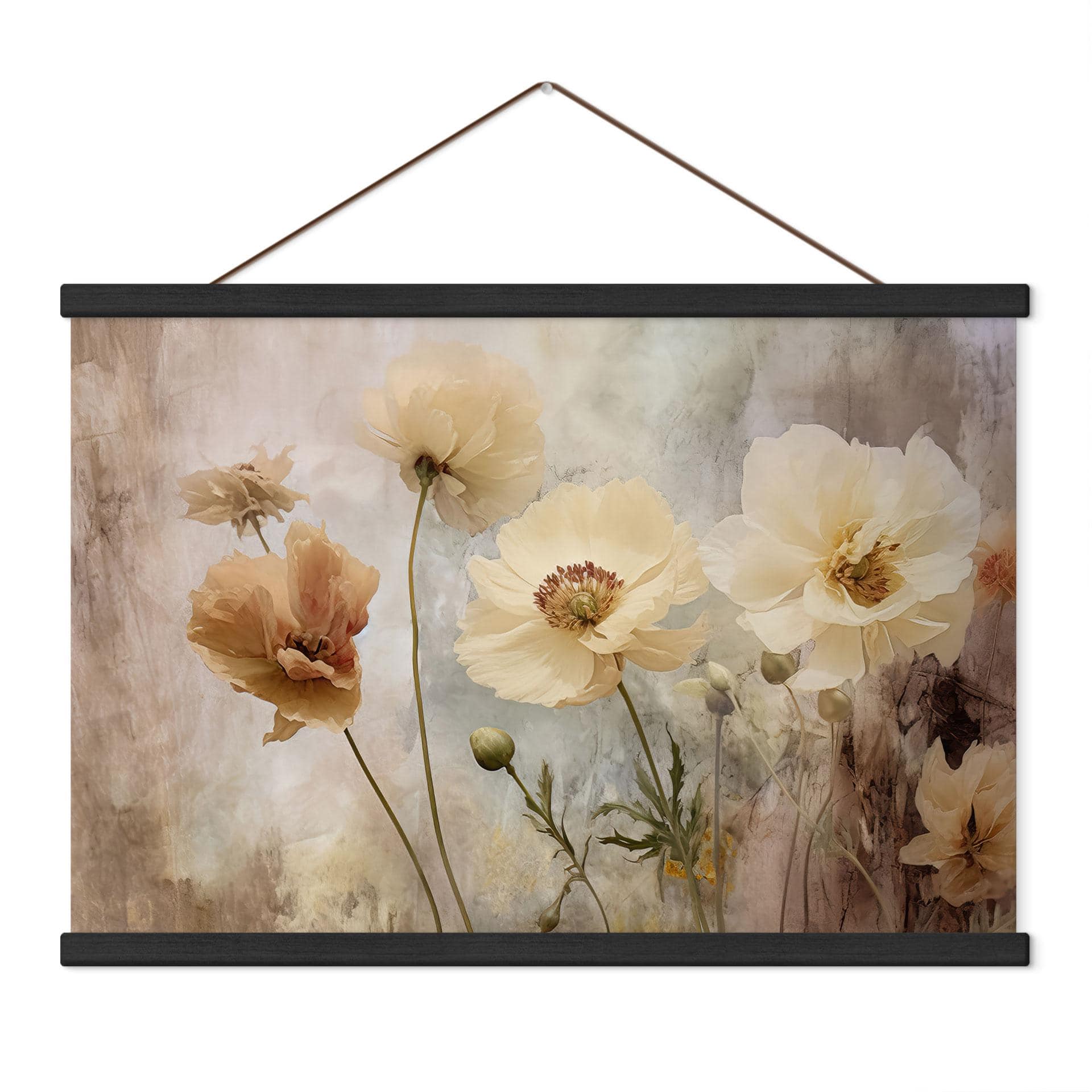Textielposter Bloemenpracht in warme pasteltinten - Paksoylu