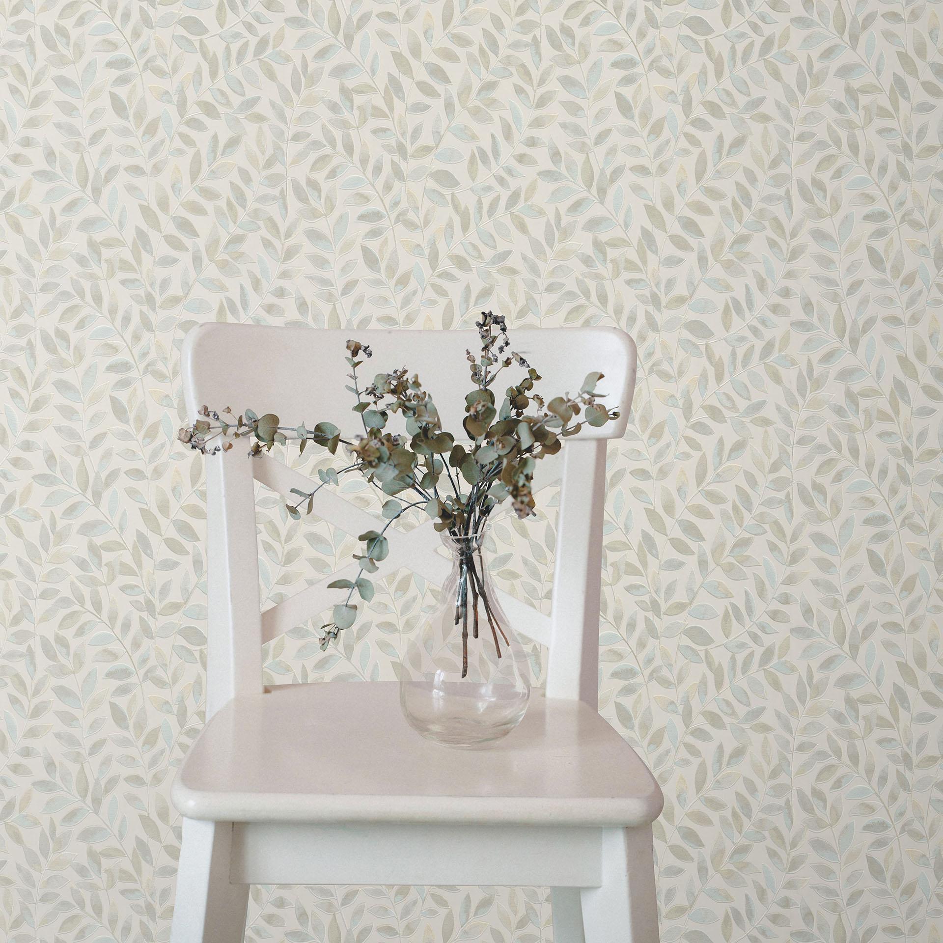 Tapet med bladmotiv Opus beige