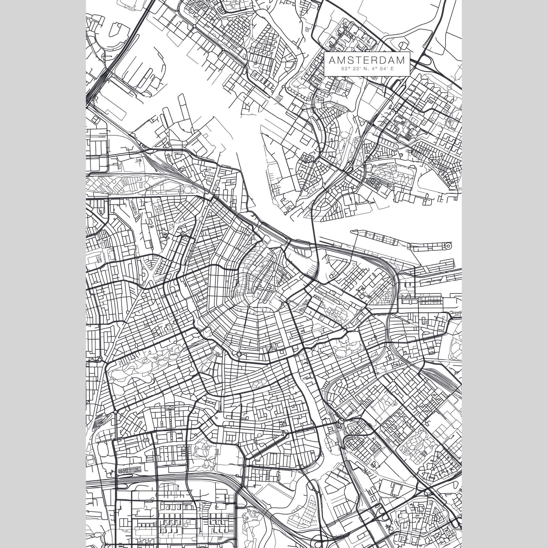 Fotobehang Plattegrond Amsterdam