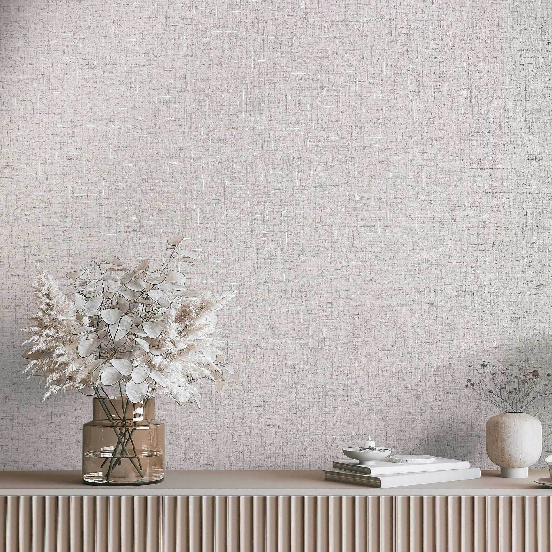 Non-woven tapet med en let skinnende beige, grå glat struktur