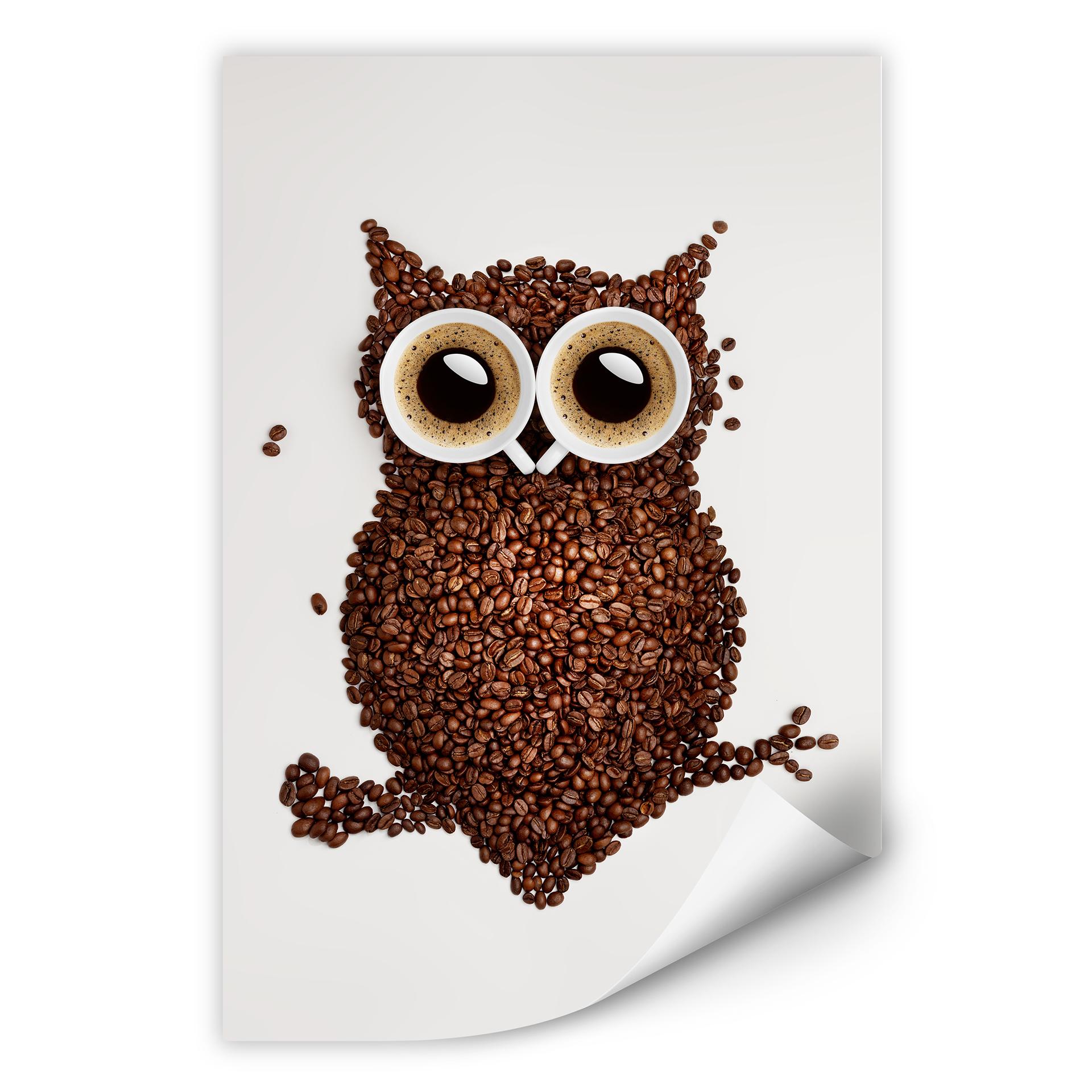 Zelfklevende Poster - Coffee Owl