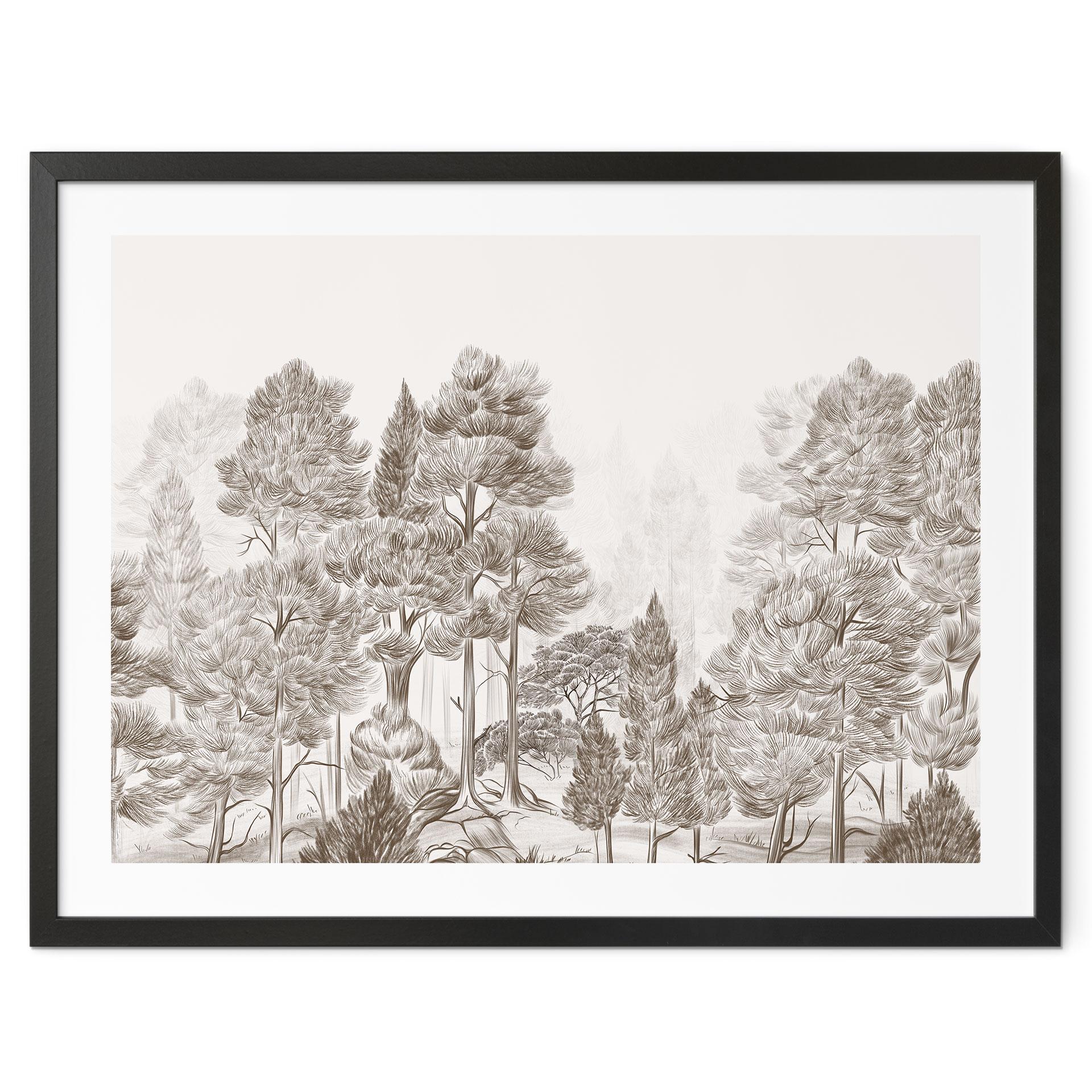 Poster Wald mit Waldlandschaft in Beige - Ms Tiff