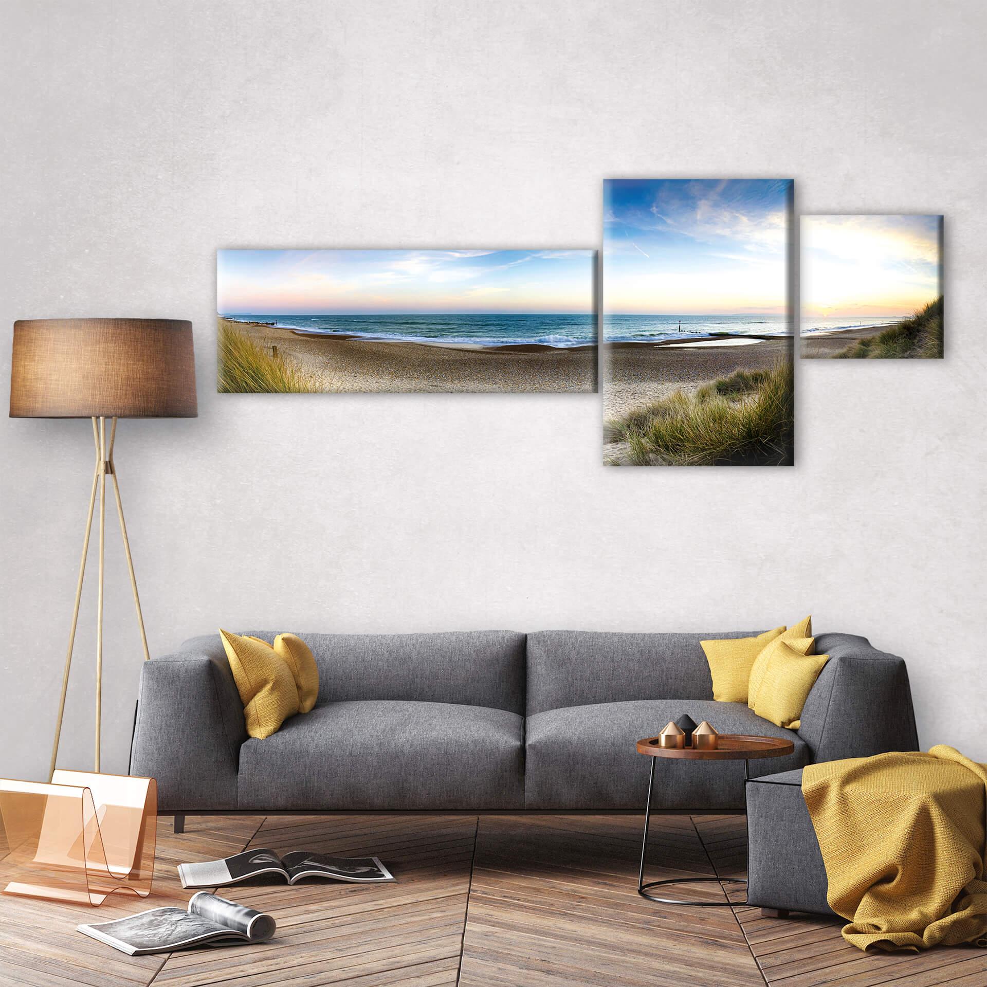 Strand panorama (3 dele) - Lærredsprint