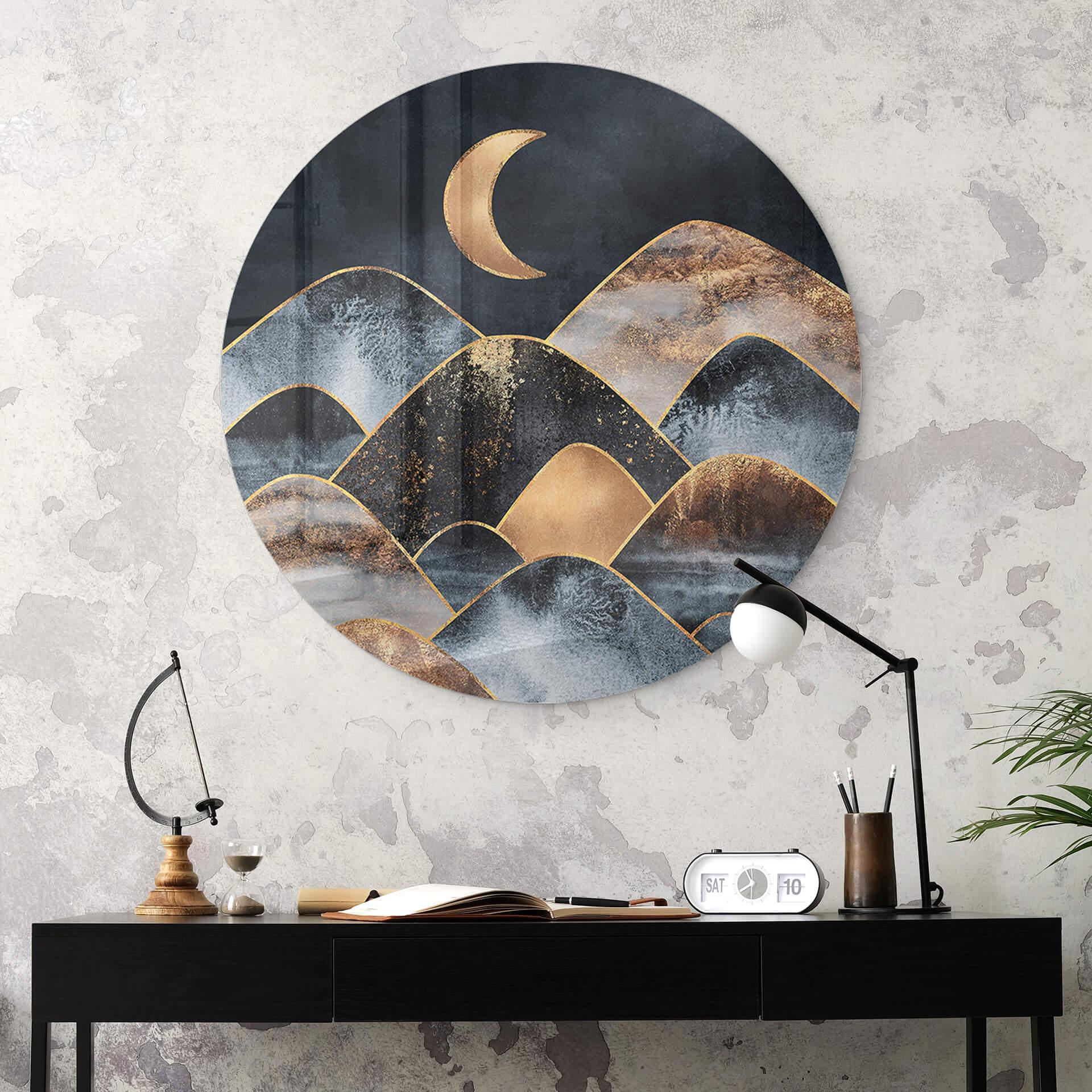 Glasschilderij Fredriksson - Moonlit Mountains