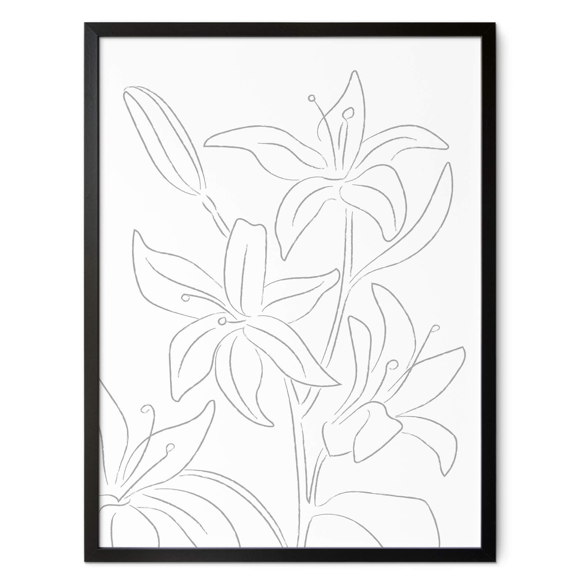 Poster 1X Studio - Line Art Floral - Minimalistiska blommor